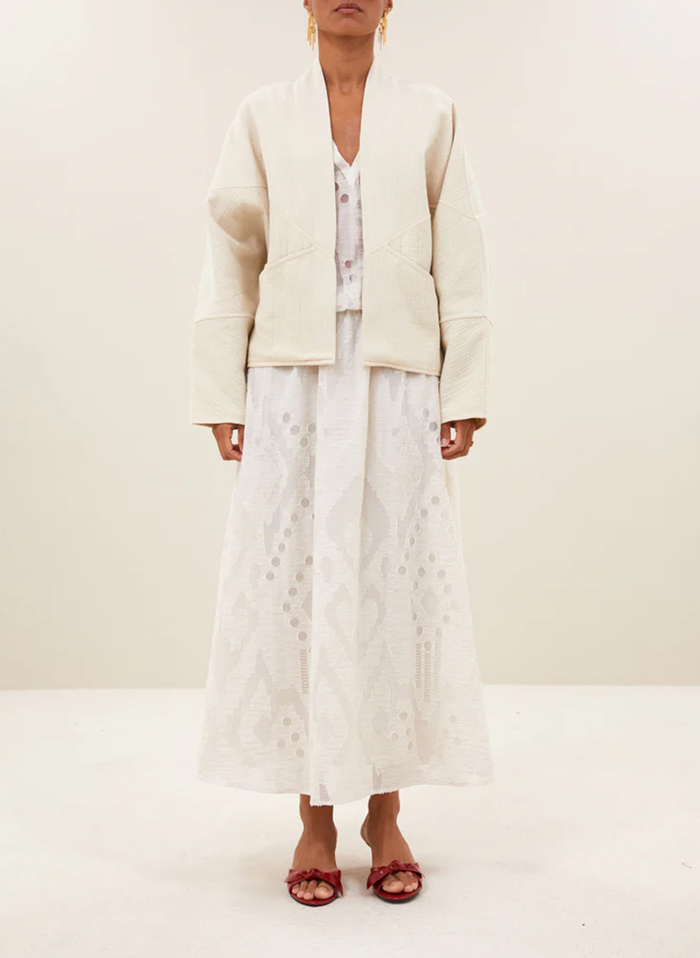 Veste sans col en coton BY BAR Beige