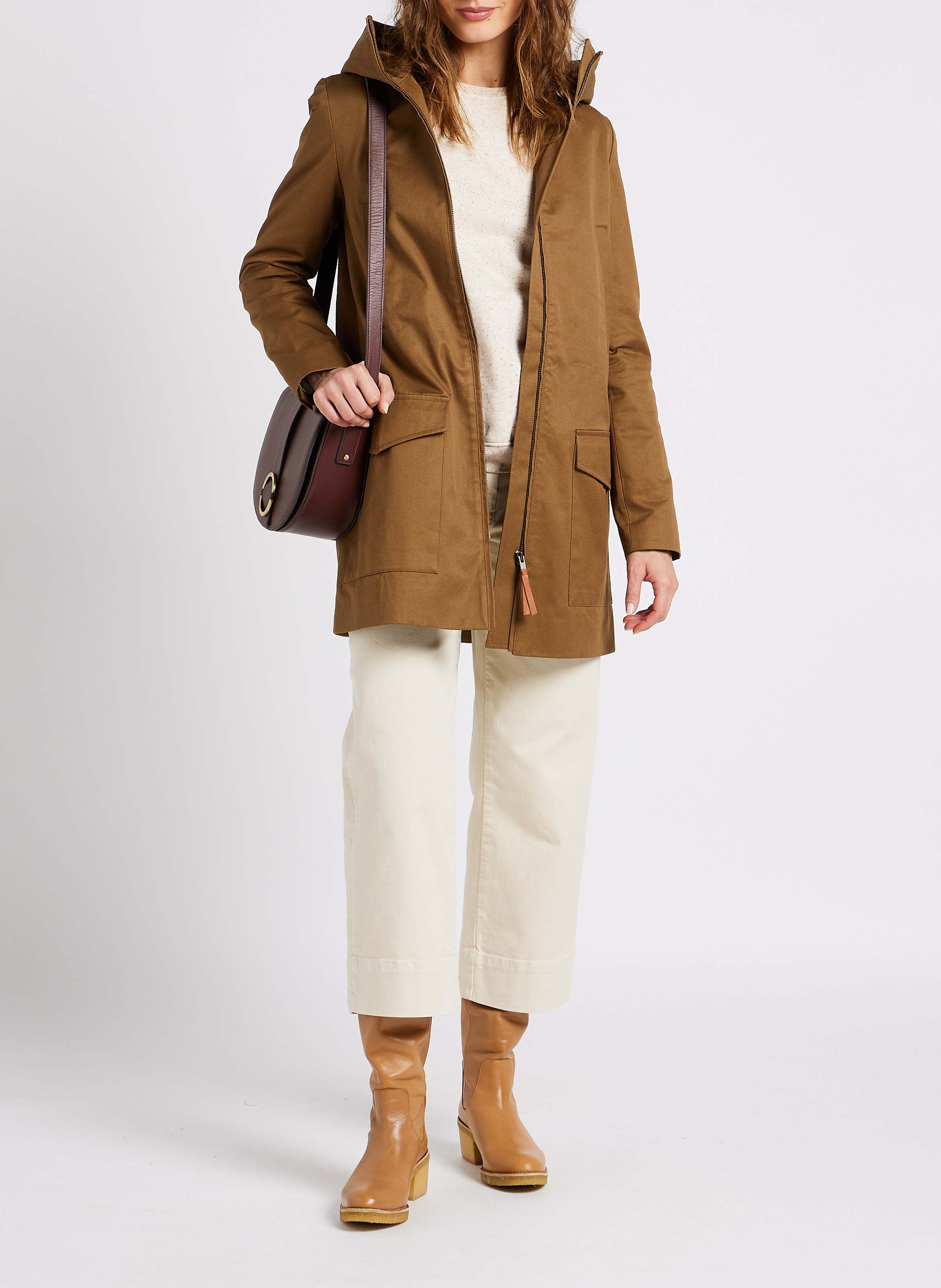 Sweat col rond oversize en coton mélangé SESSUN Beige