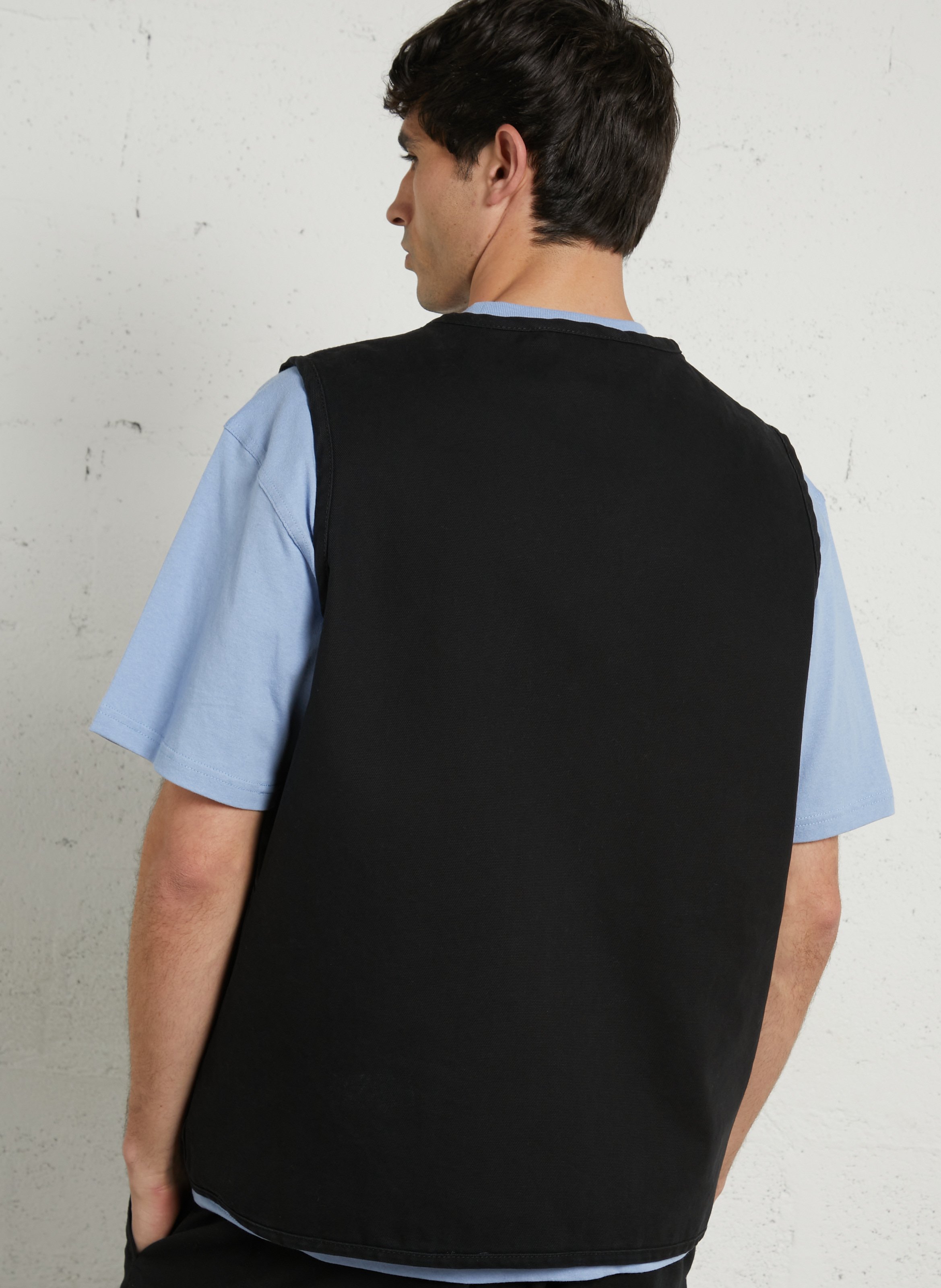 Rechte katoenen jas met V-hals DICKIES Zwart