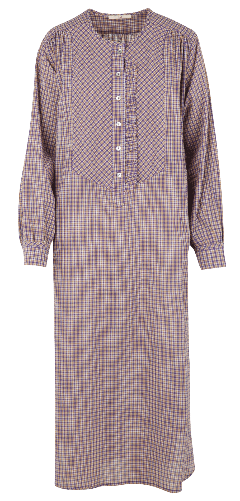 Long round neck printed mixed cotton dress HOD PARIS Purple