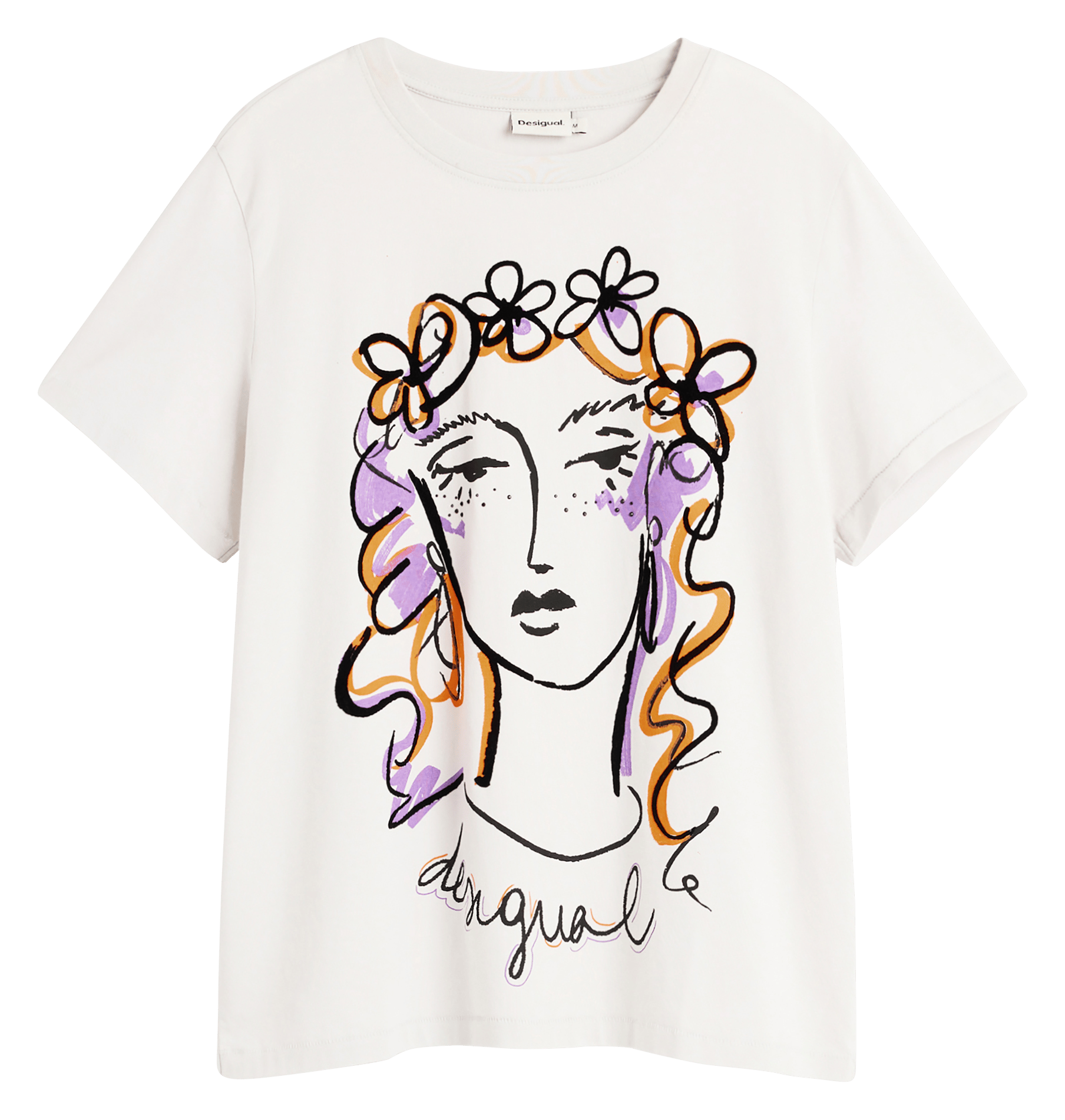 Tee-shirt ample avec imprimé devant DESIGUAL Blanc
