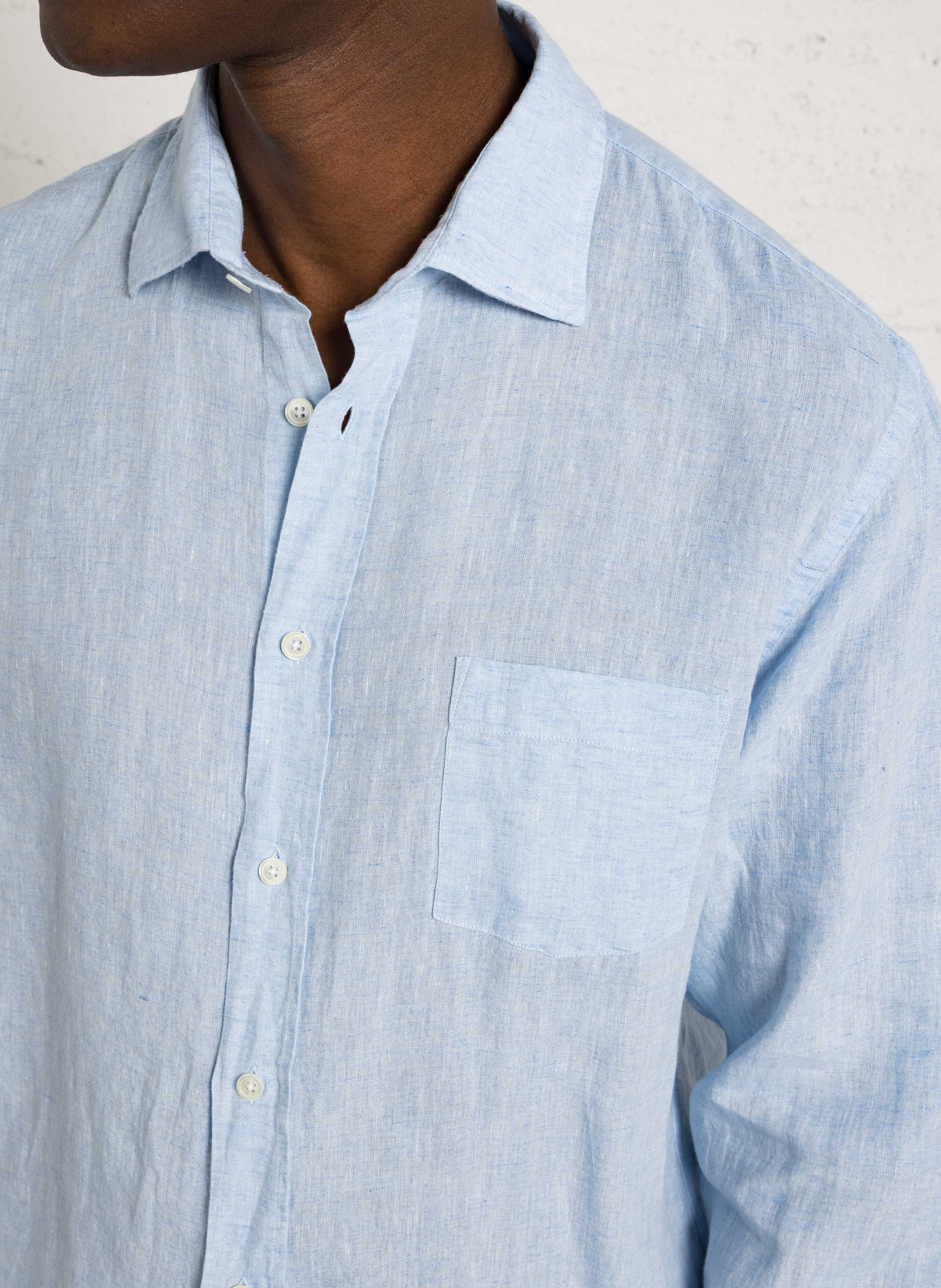 Geruit, linnen overhemd met klassieke kraag HARTFORD Blauw