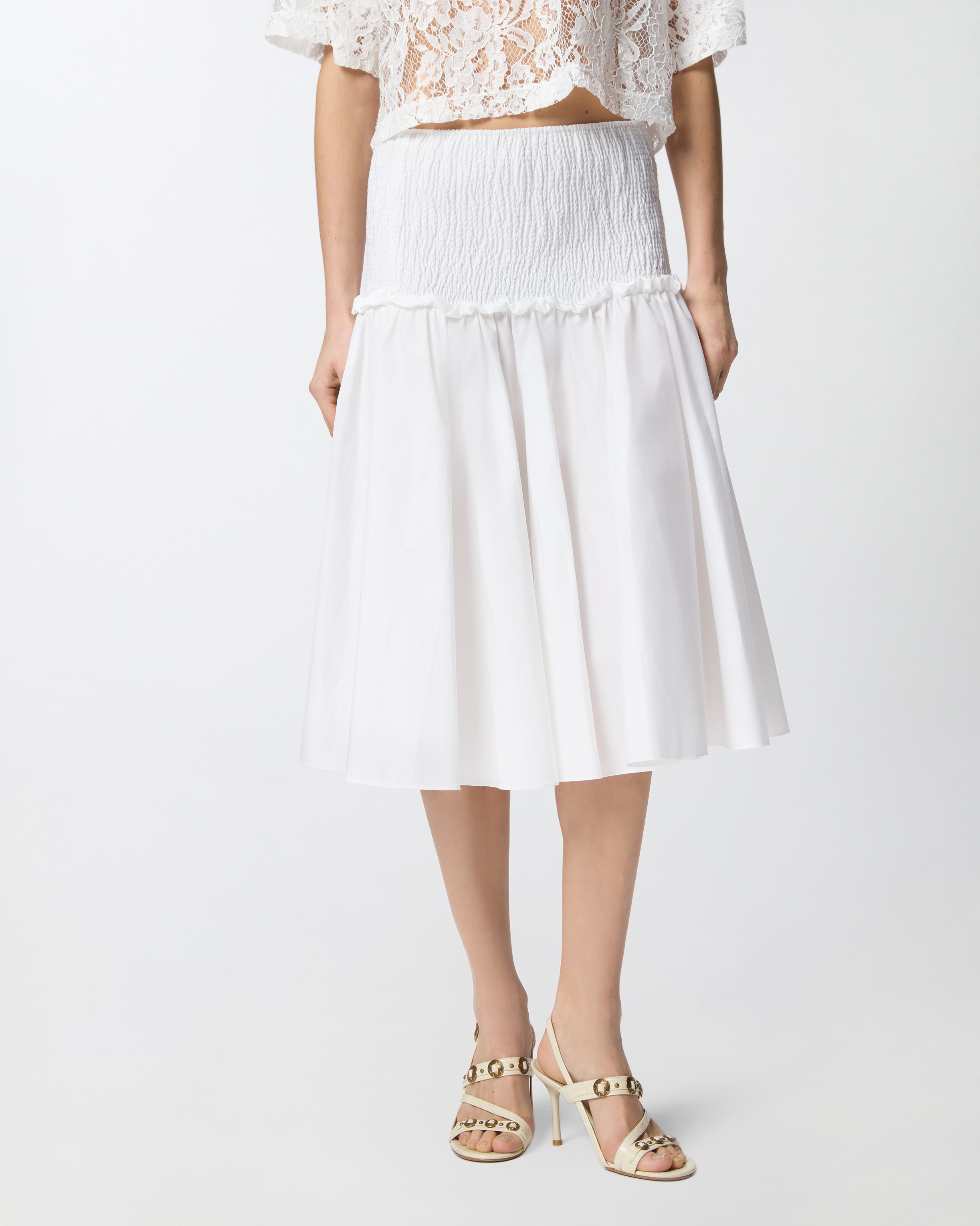 Jupe midi à bande élastiquée PINKO Blanc