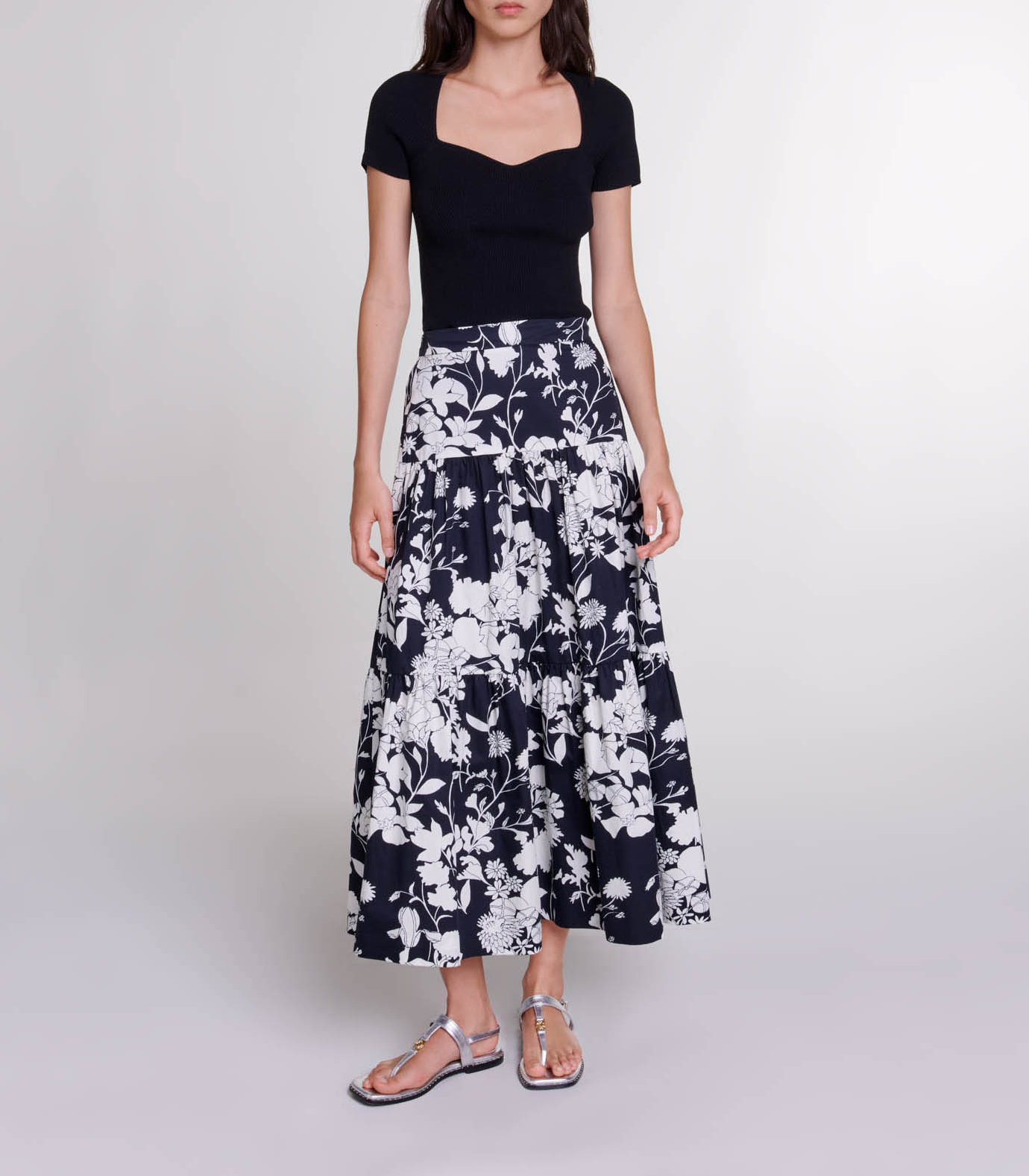 Top moulant en maille MAJE Noir