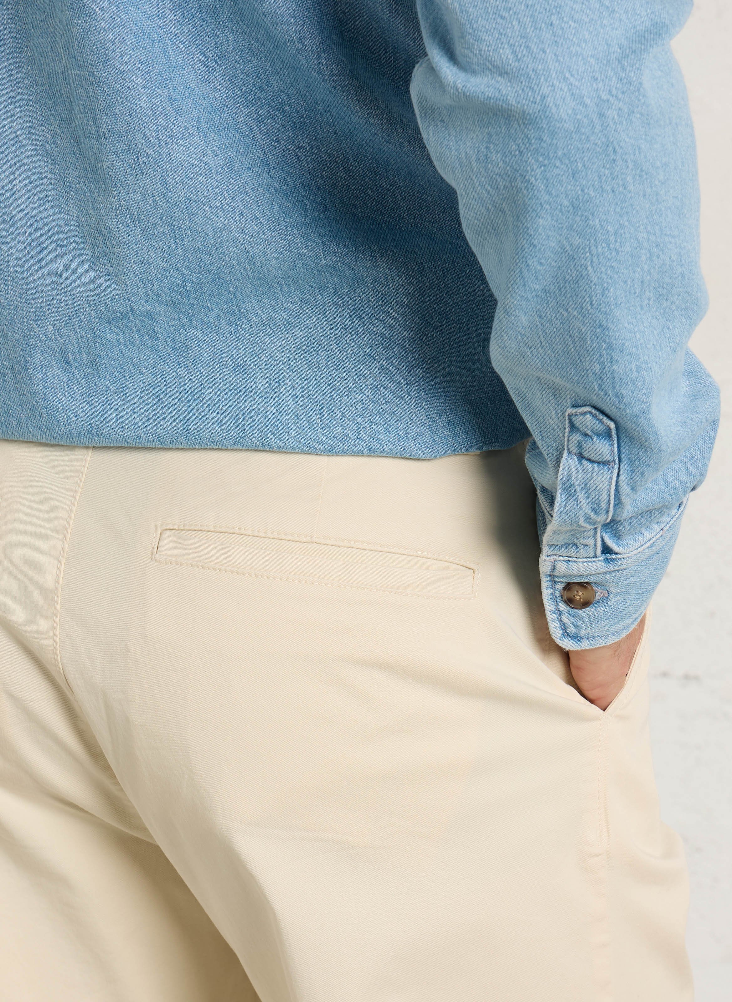 Solid straight chino pants IKKS White