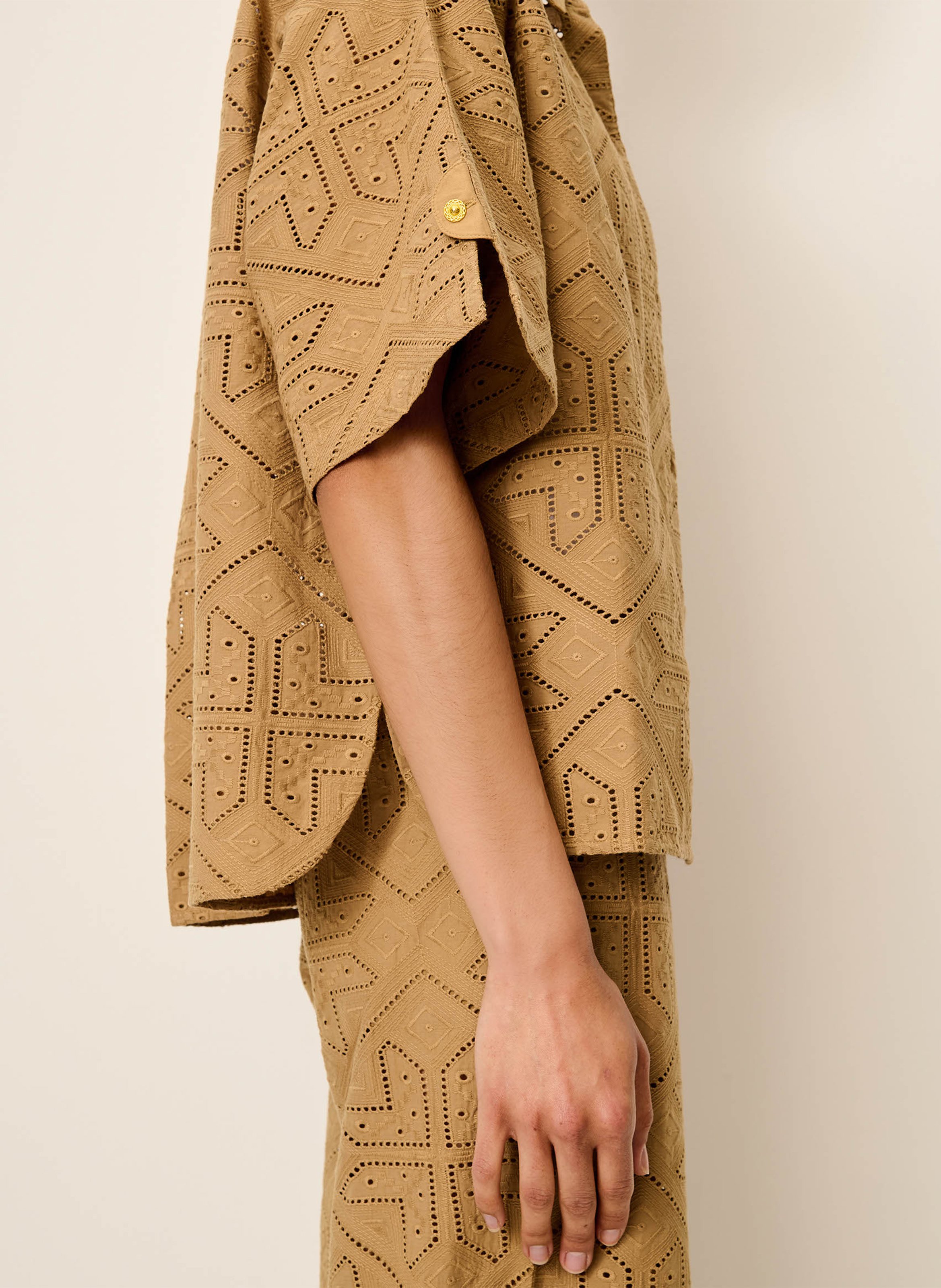 Weites besticktes Baumwollhemd SESSUN Khaki