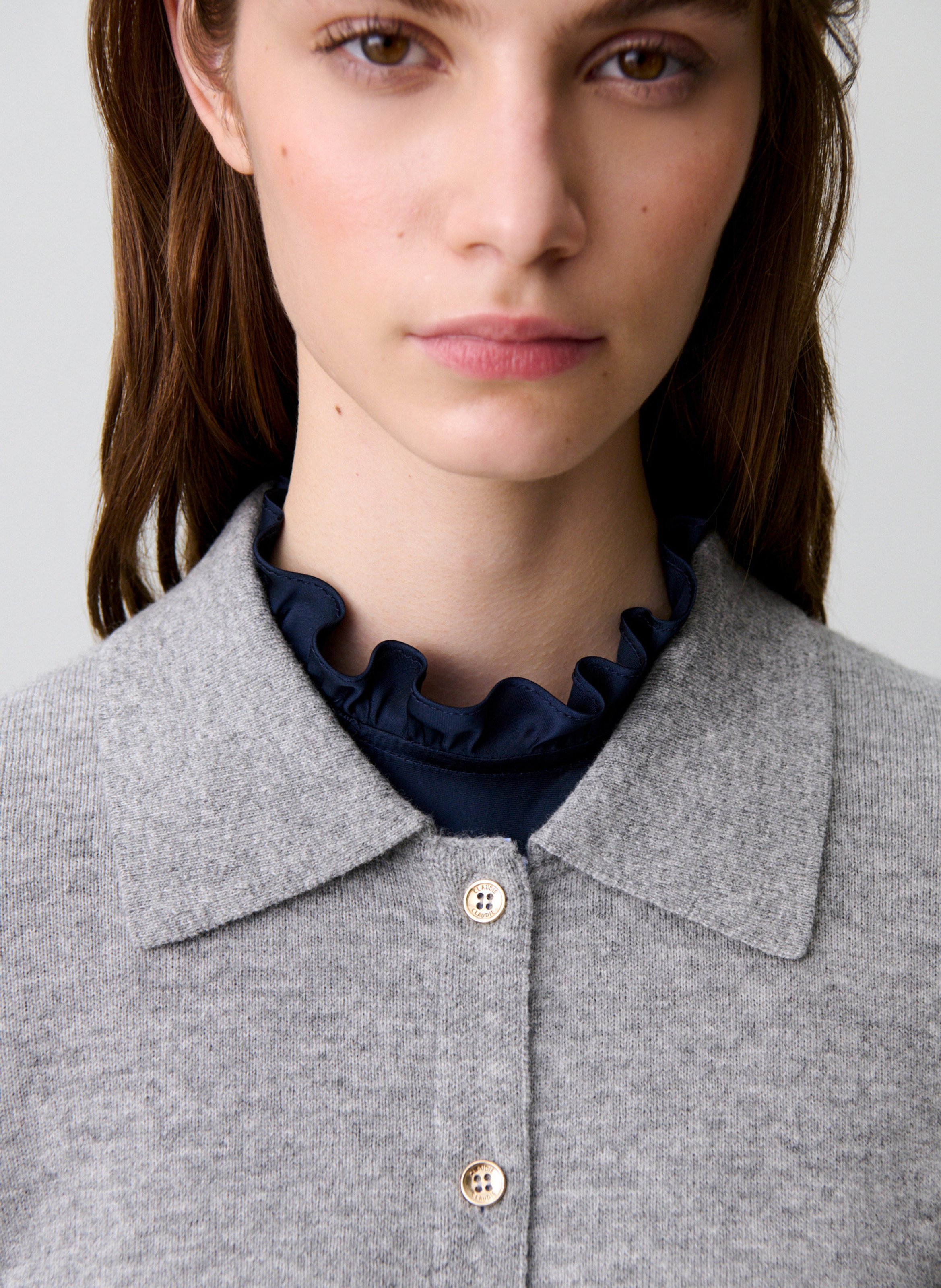 Gilet droit en laine CLAUDIE PIERLOT Gris