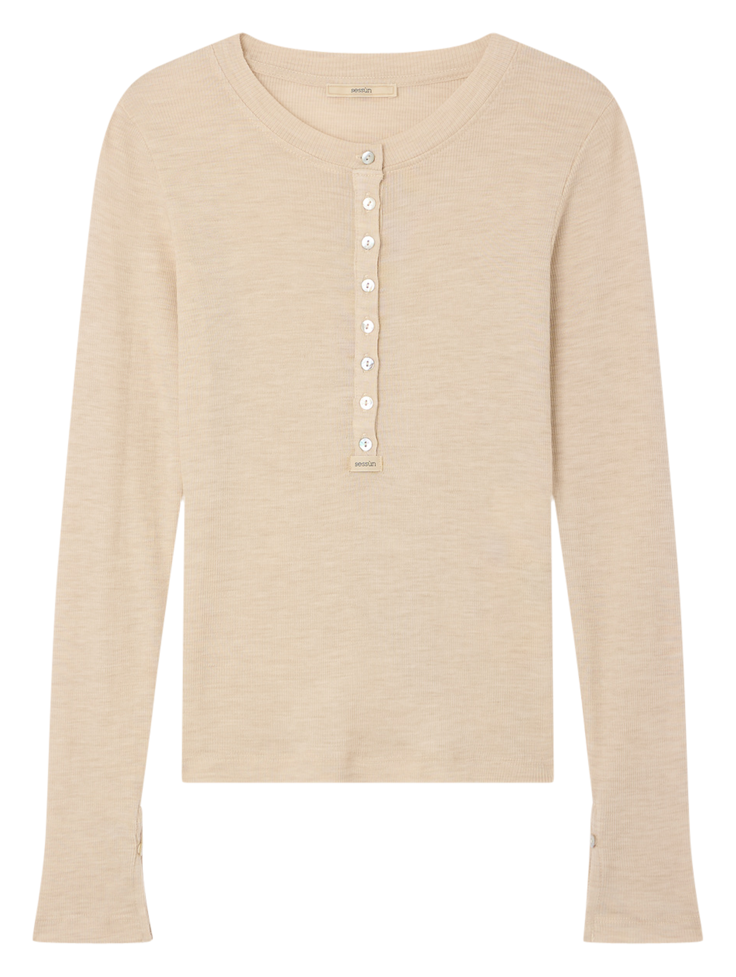 Round-neck straight knit top SESSUN Beige