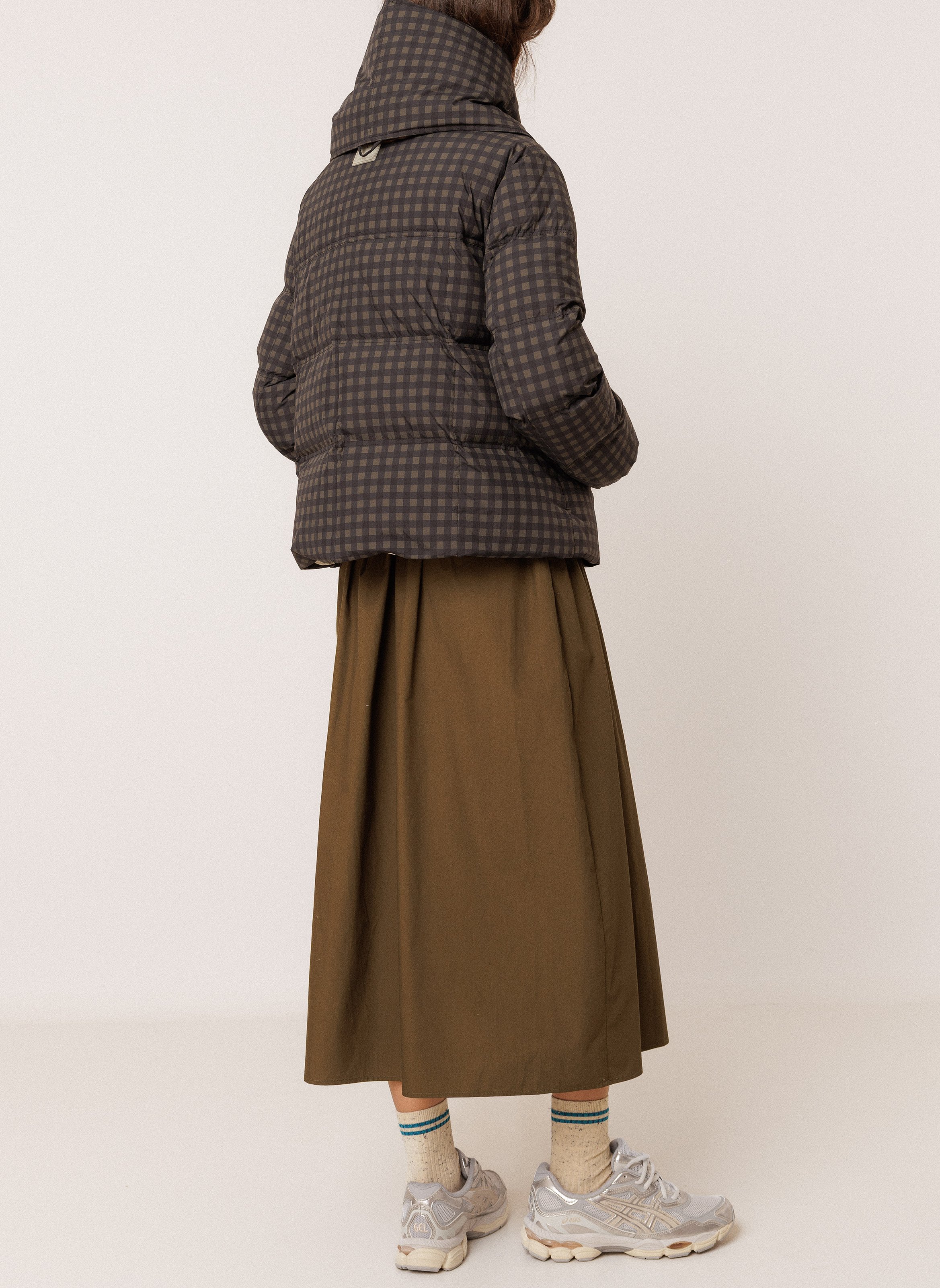 Doudoune oversize à carreaux INDI & COLD Vert