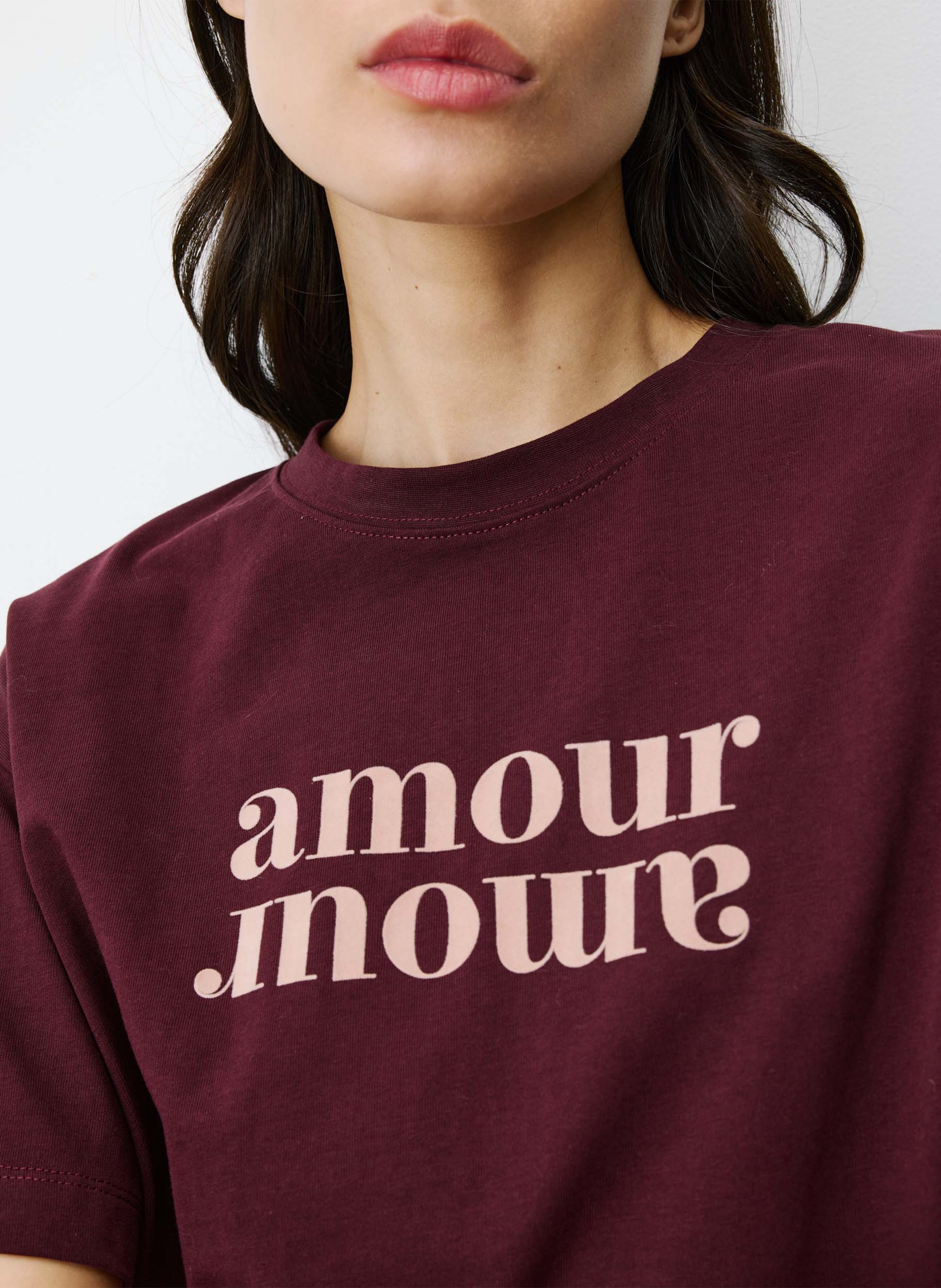 Tee-shirt droit col rond en coton GRACE ET MILA Rouge