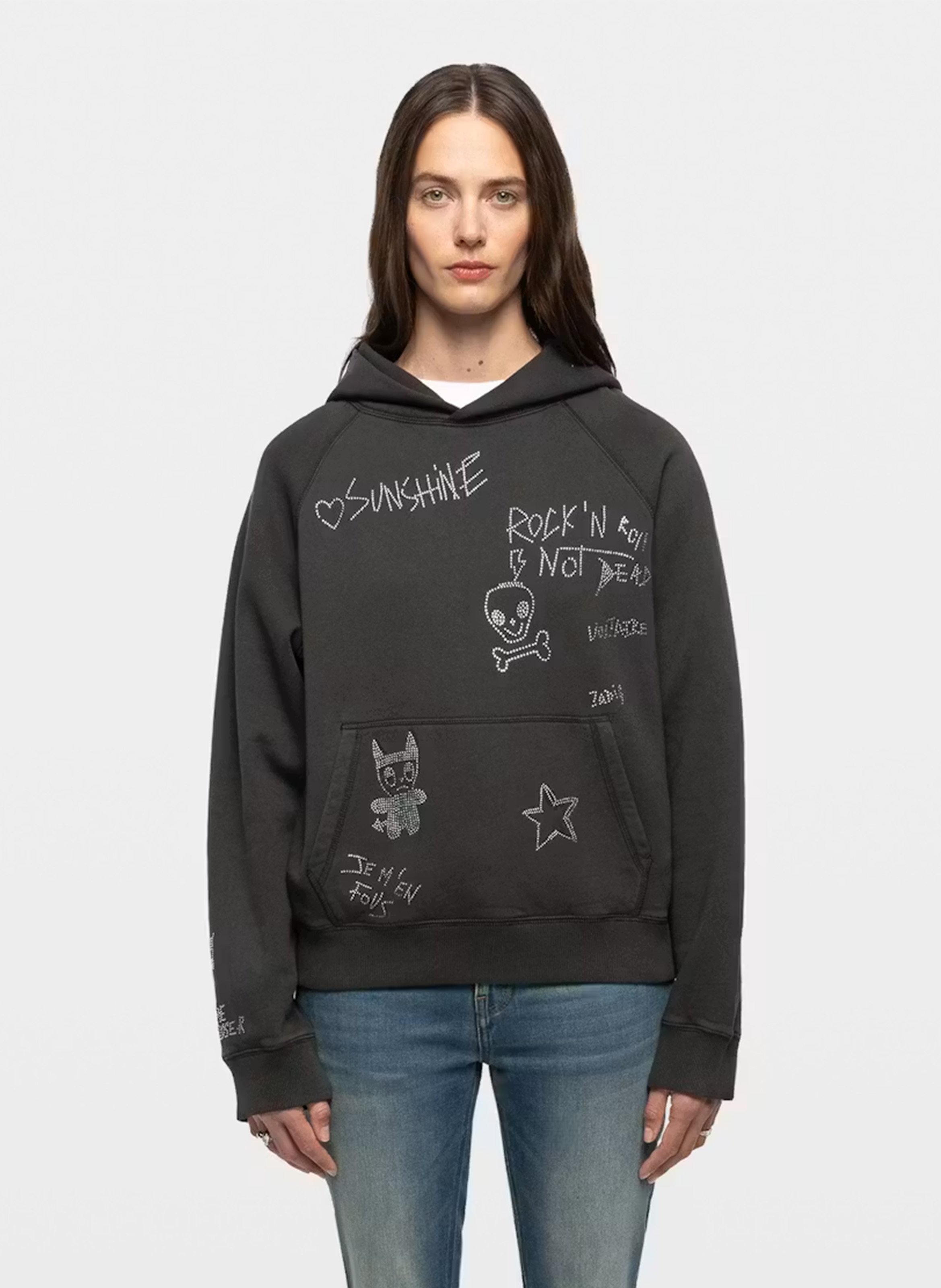 Sweater met ronde hals en borduursel ZADIG&VOLTAIRE Grijs