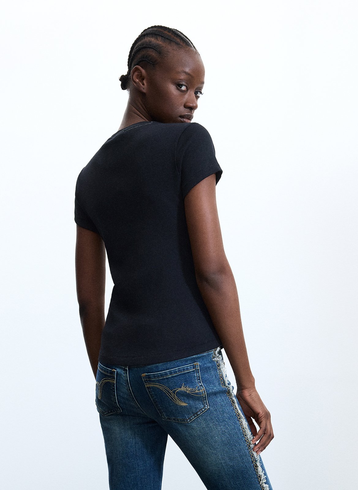 Tee-shirt col rond imprimé DESIGUAL Noir