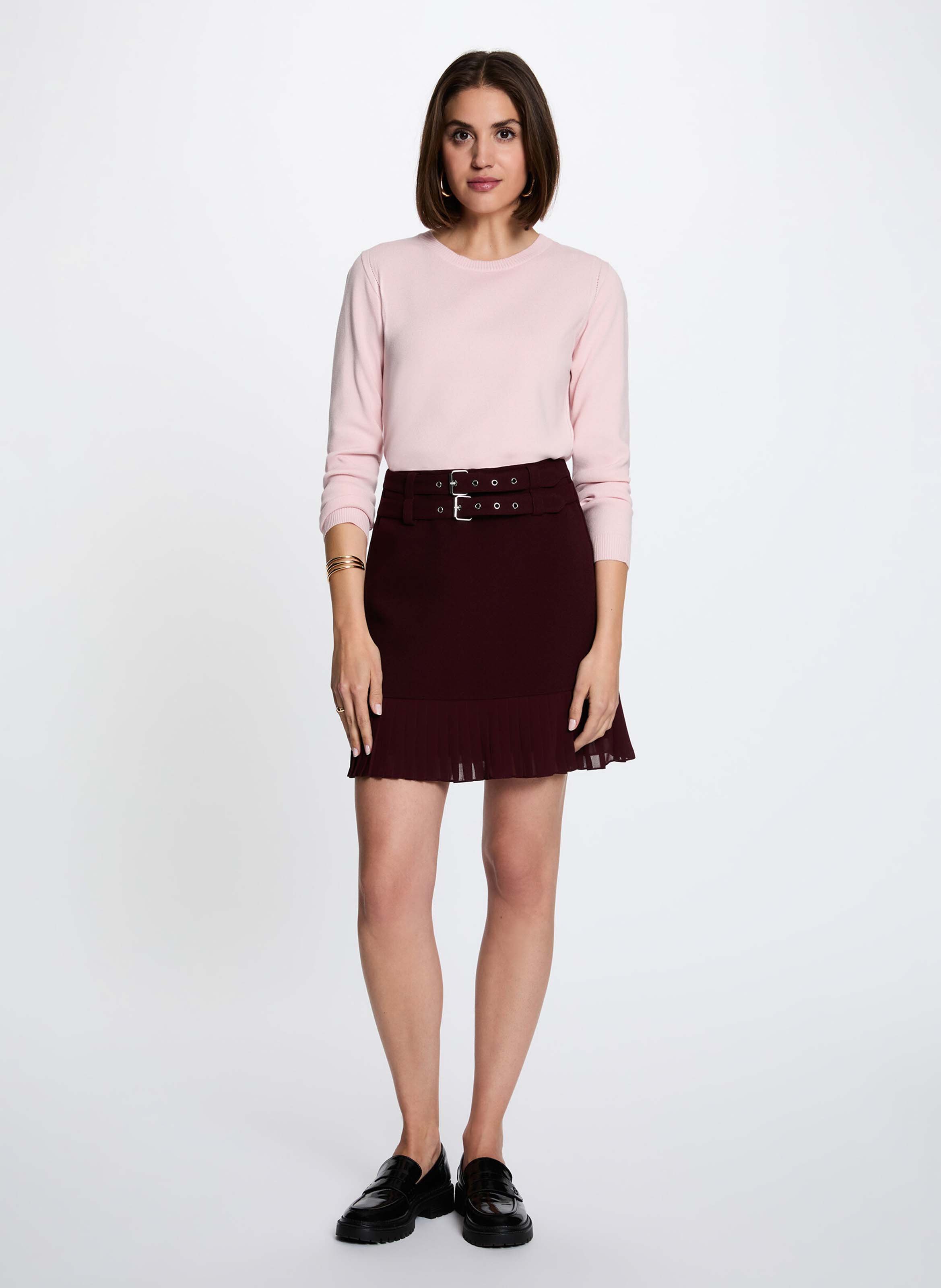 Short pleated skirt in recycled blended polyester | Plums MORGAN Women