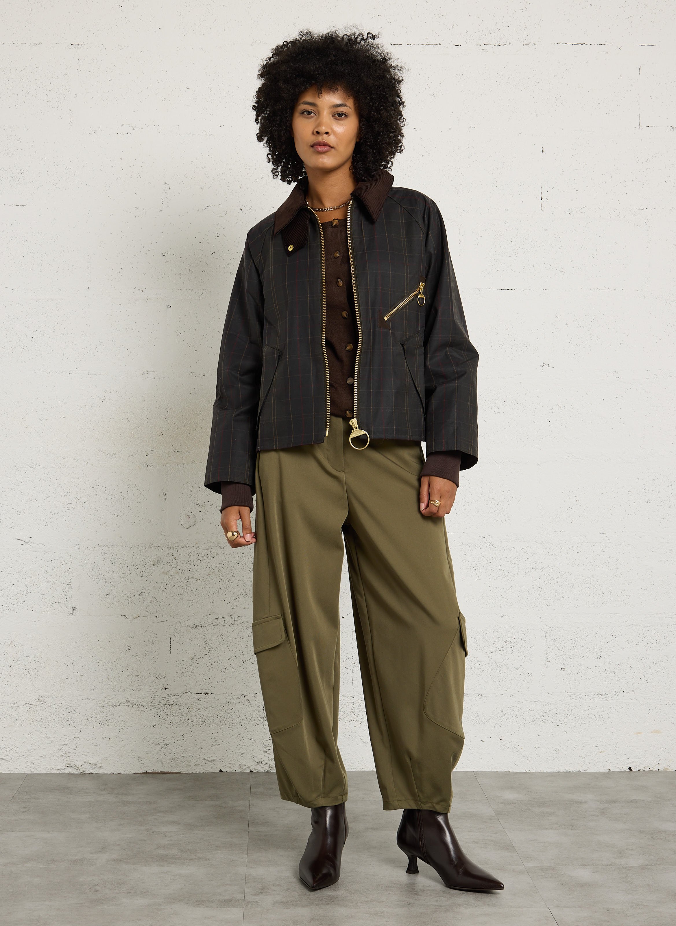 Karierte Baumwolljacke BARBOUR Khaki