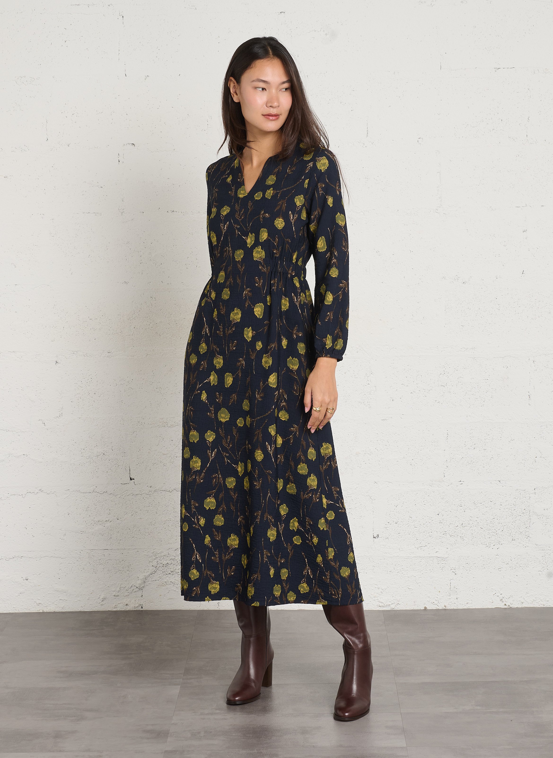 Robe longue cintrée imprimée NICE THINGS Bleu