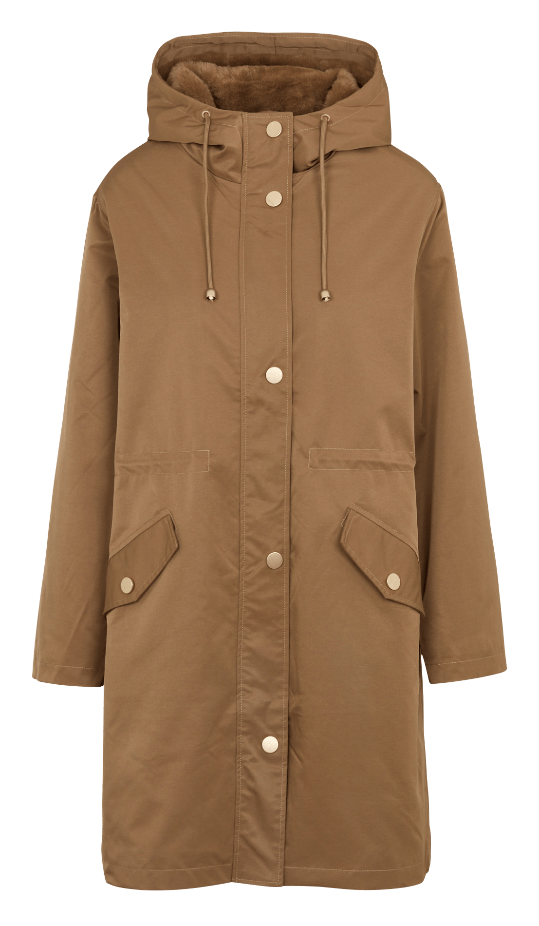 Lange parka met capuchon LA FEE MARABOUTEE Beige