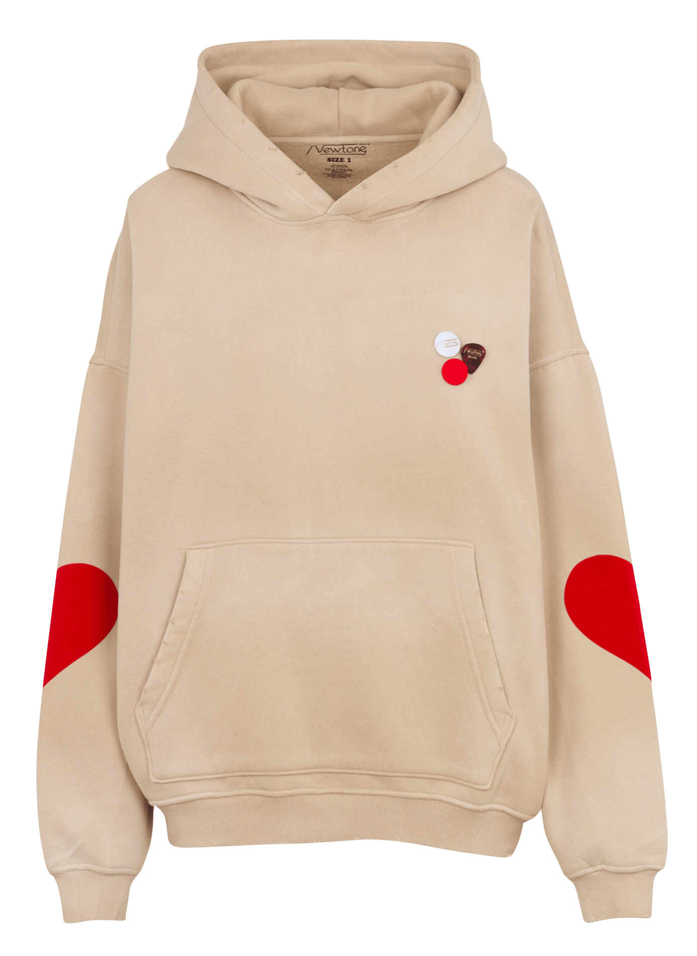 Weiter Kapuzenpullover mit aufgedrucktem Samt. NEWTONE Rot