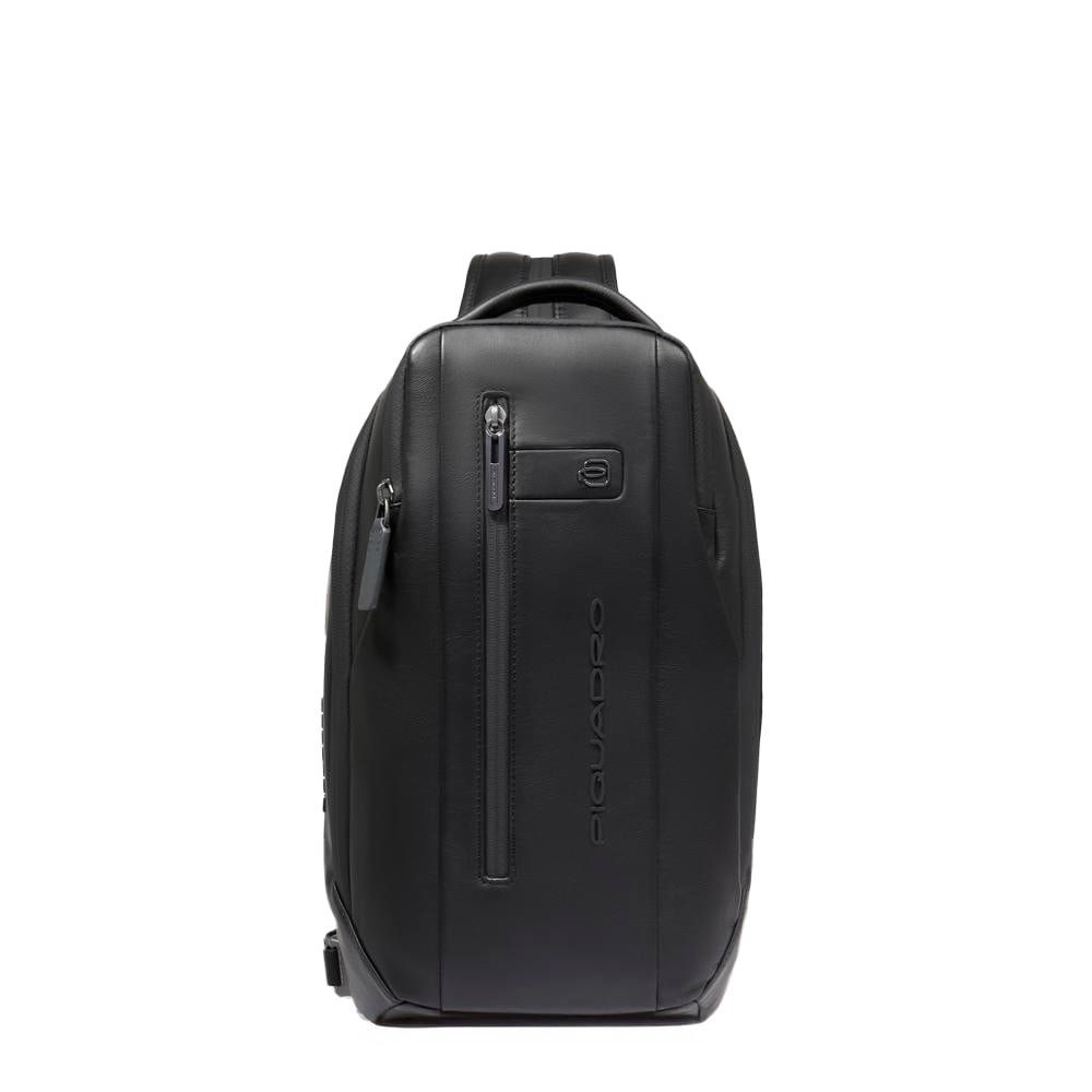 Chest bag for iPad® with RFID protection and AirPods® pocket, adaptable to backpack PIQUADRO Black