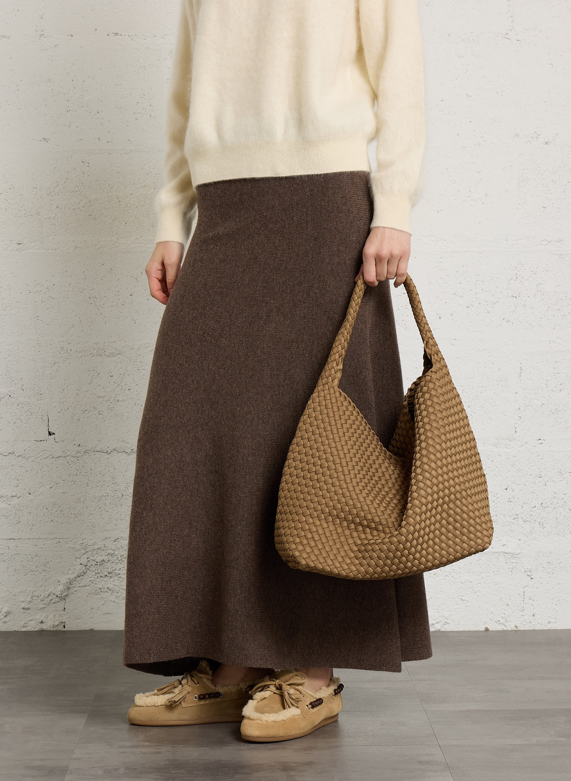 Gevlochten handtas MARREA Beige