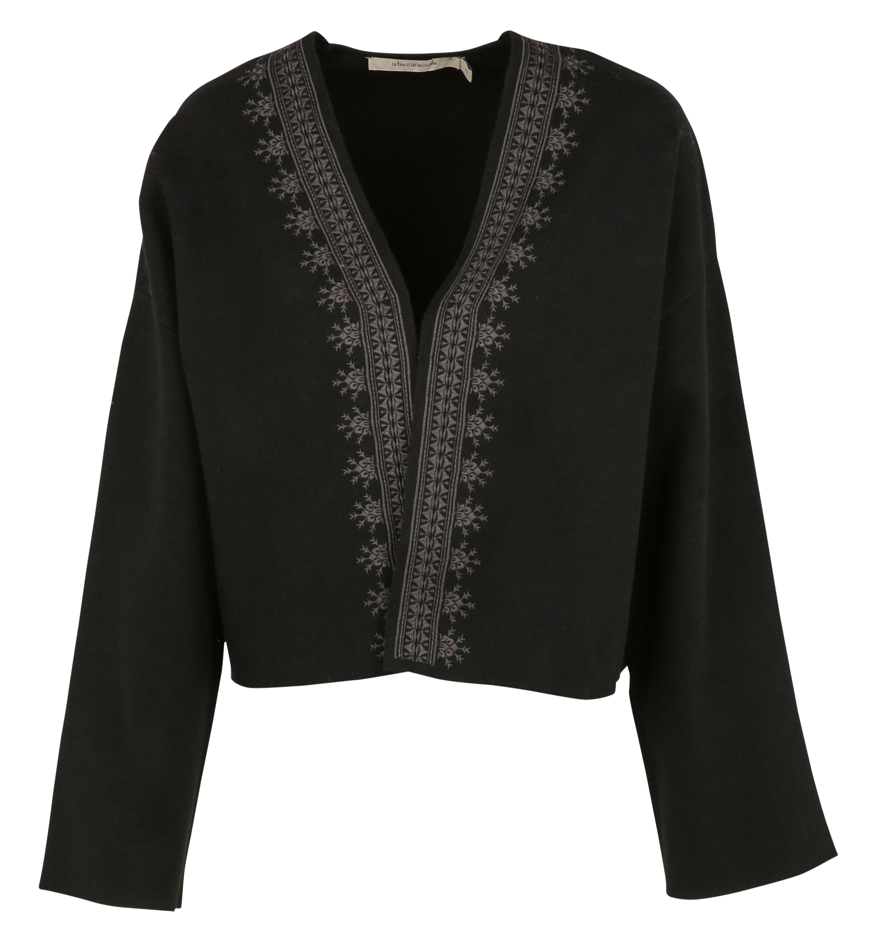 Gilet ample court à broderie LA FEE MARABOUTEE Multicolore