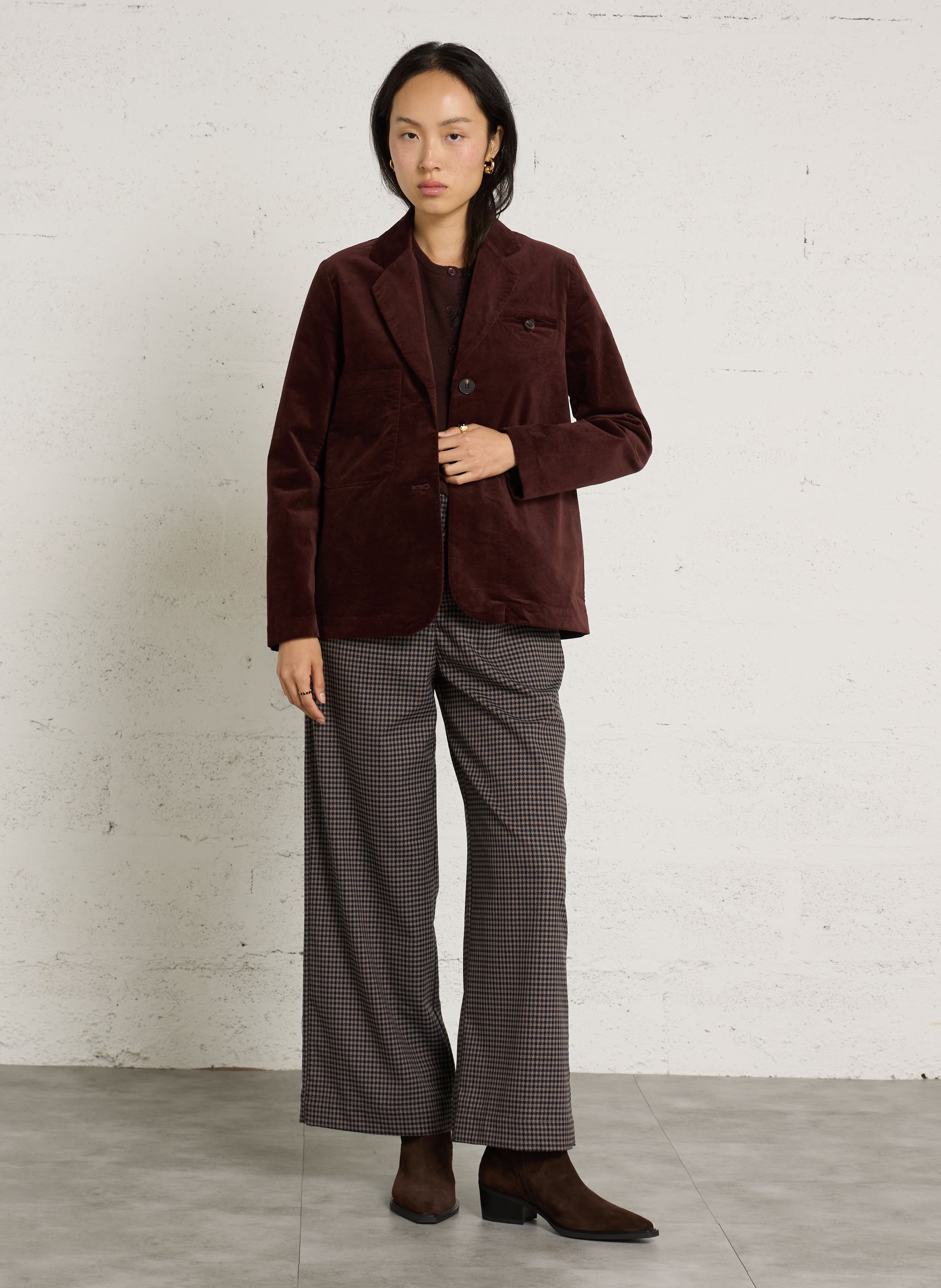 Slim velvet blazer in blended cotton NICE THINGS Plums