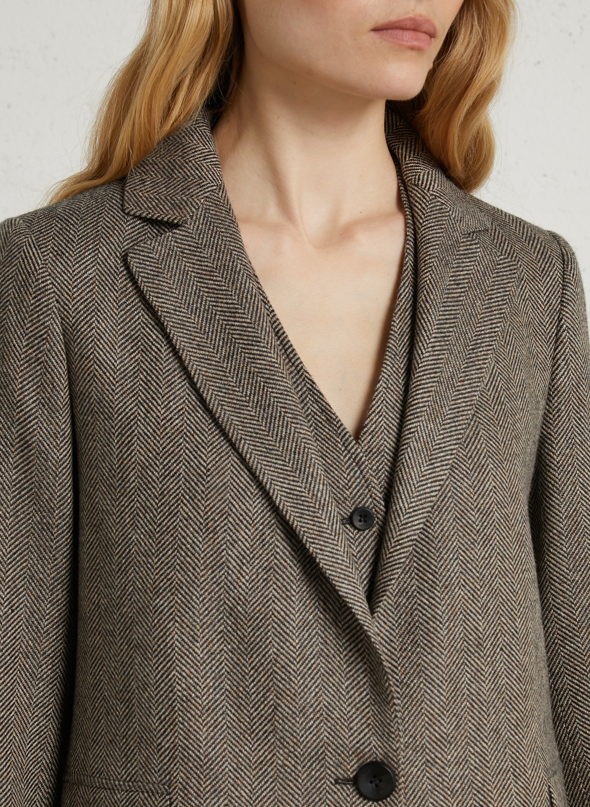 Rechte blazer met visgraatpatroon DIEGA Zwart