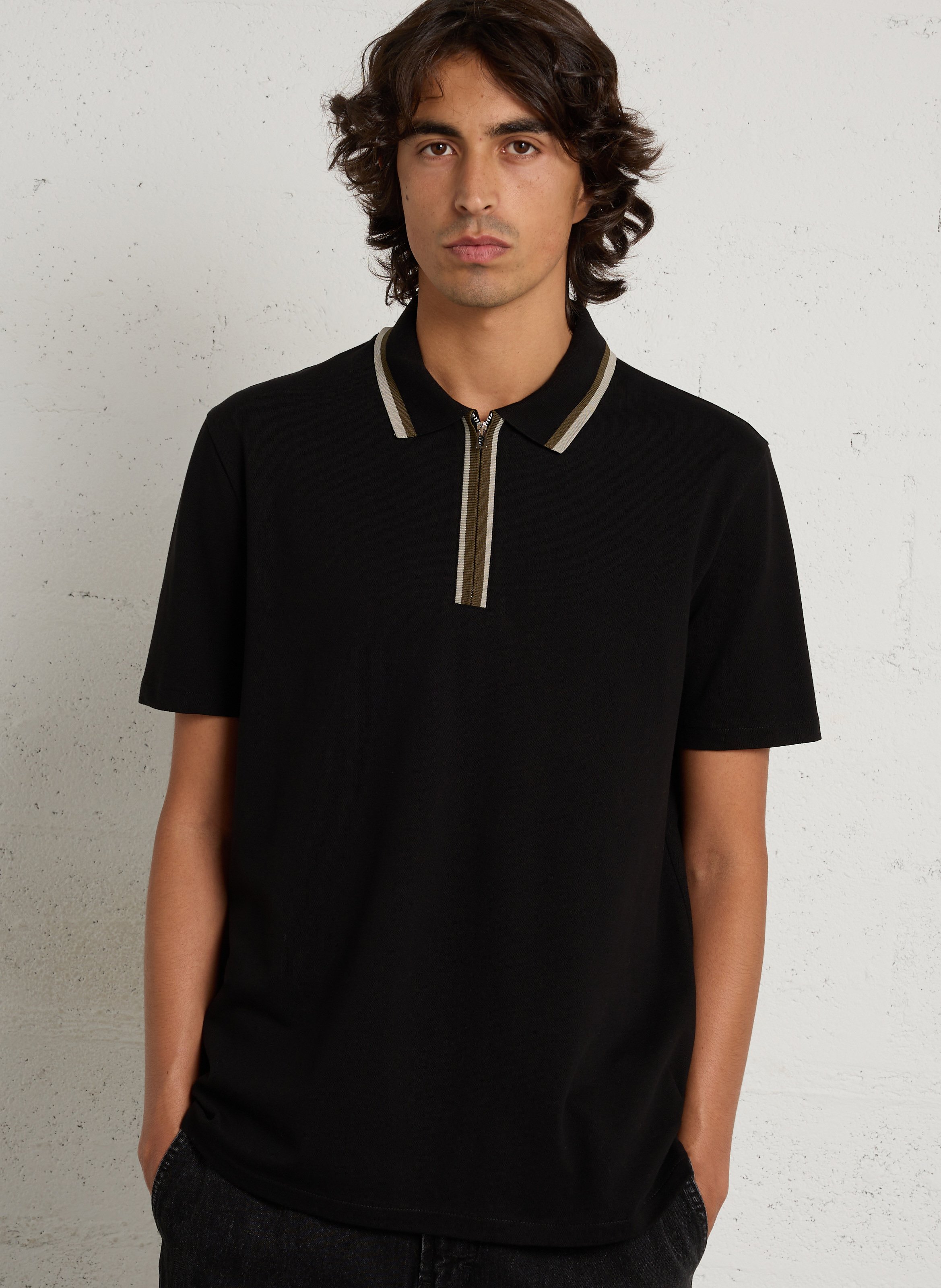 Polo droit manches courtes en coton bio mélangé PAUL SMITH Noir