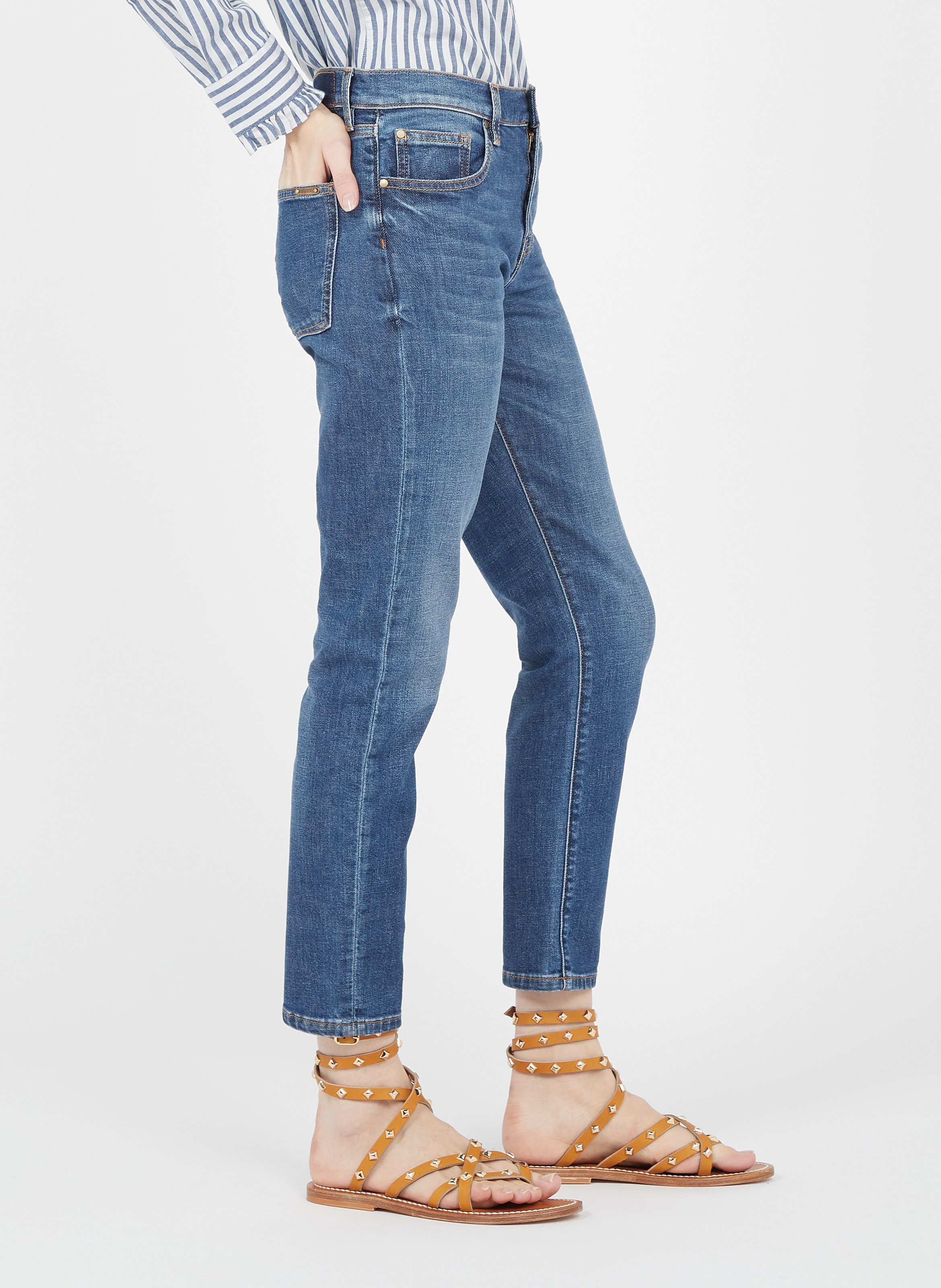 Slim-fit jeans met hoge taille ACQUAVERDE Blauw
