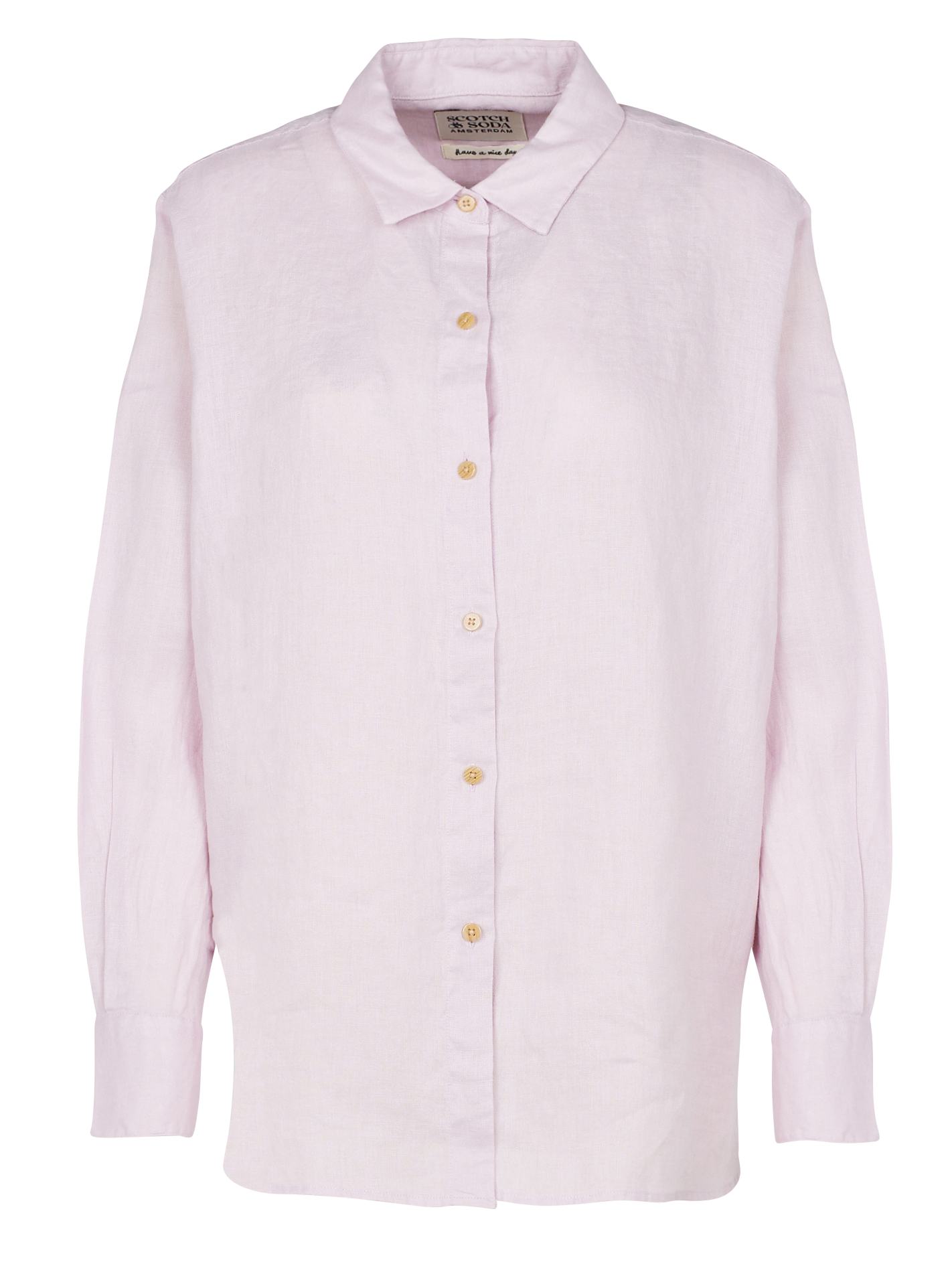 Linen shirt with classic collar Purple