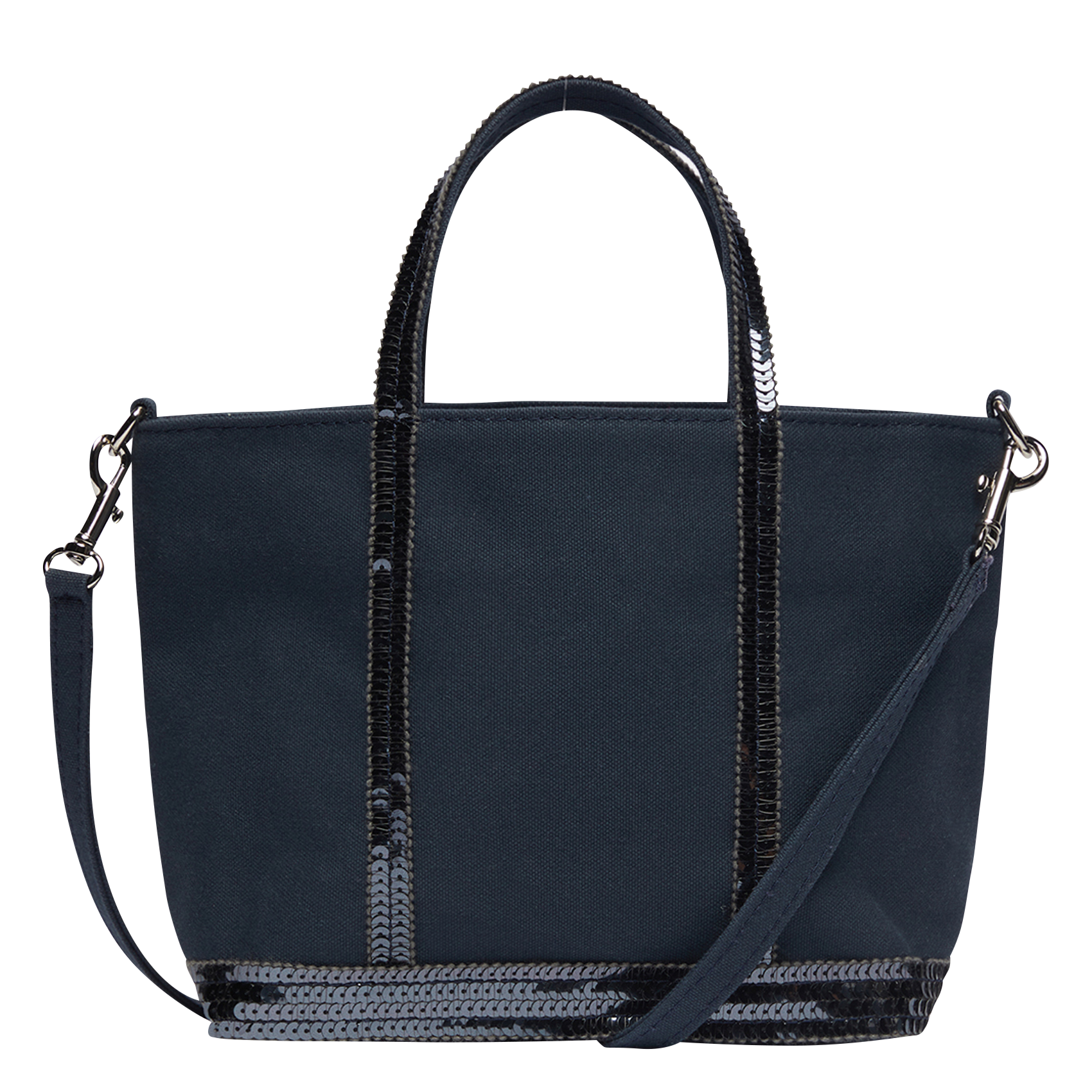 Mini canvas and sequin tote bag VANESSA BRUNO Black