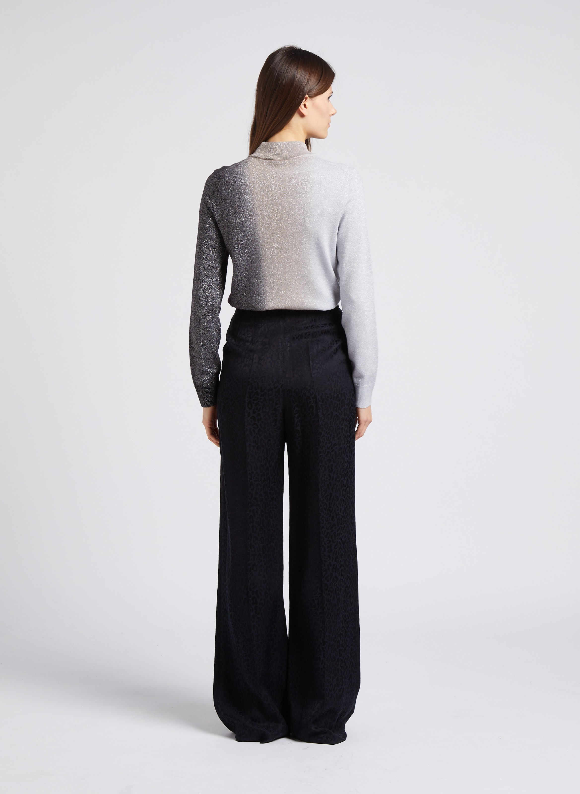 High-neck wool-blend sweater with metallic thread PAUL SMITH Black