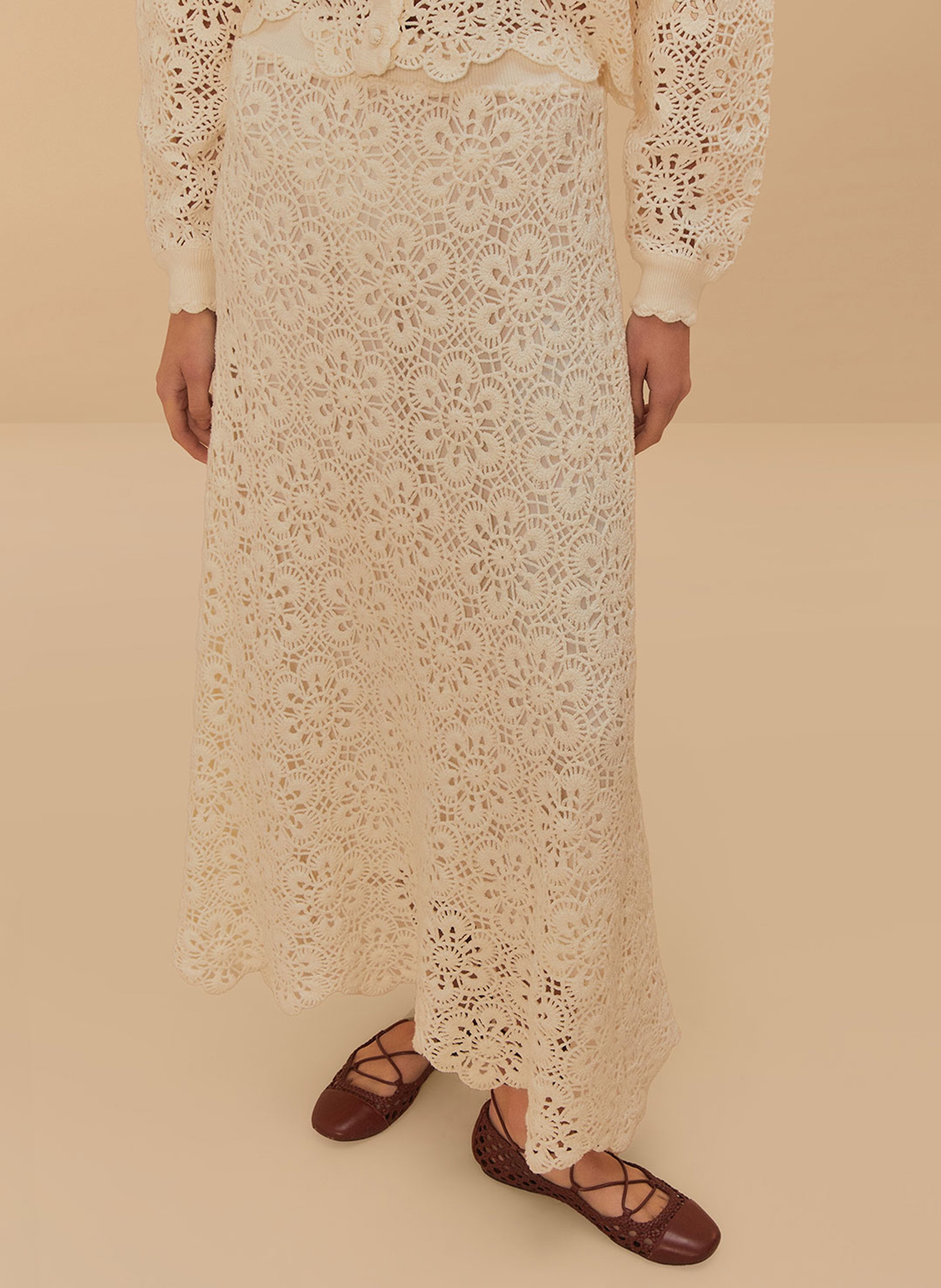 Jupe longue en coton mélangé FARM RIO Blanc