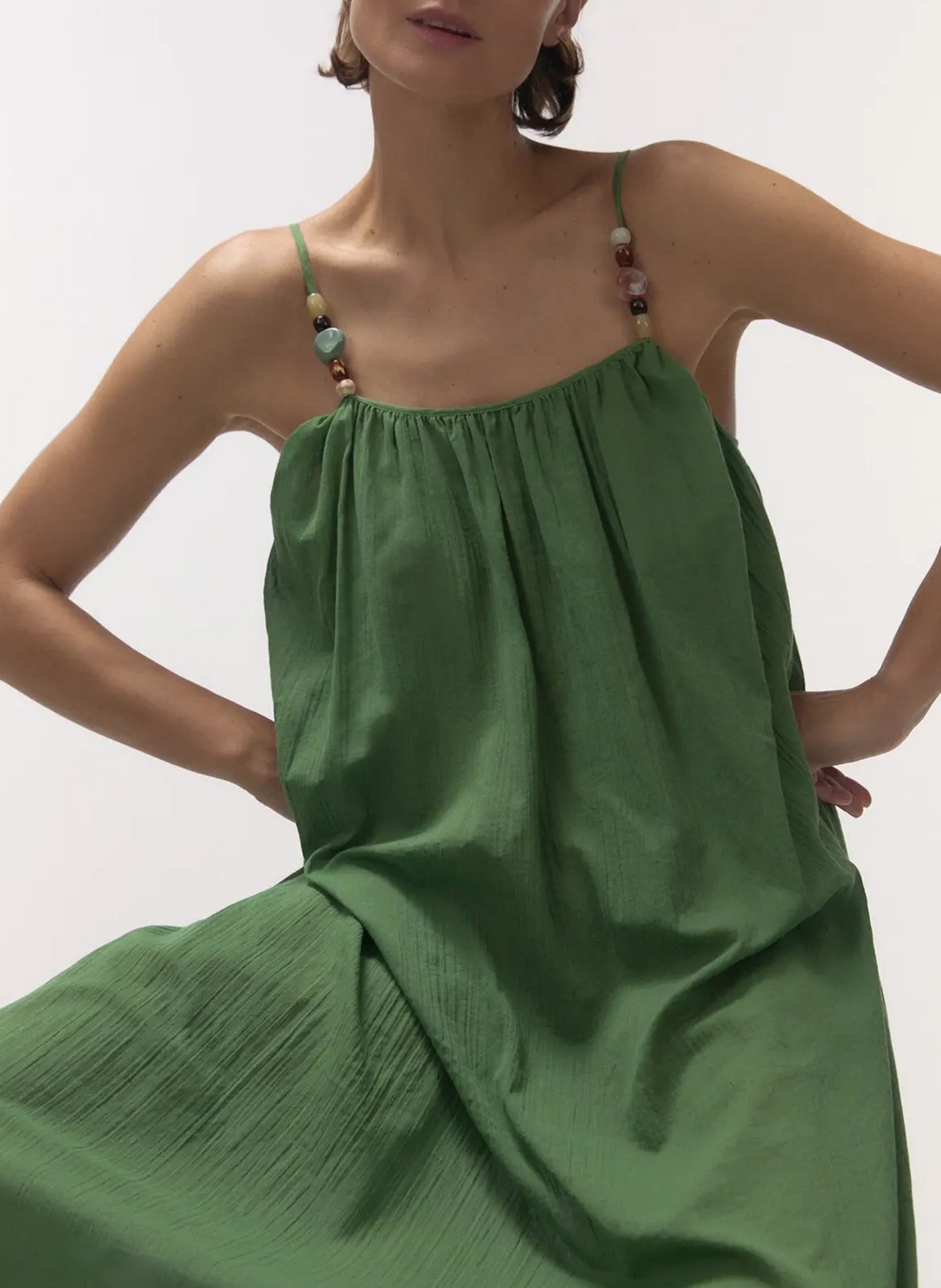 Robe longue en coton LOVE STORIES Vert