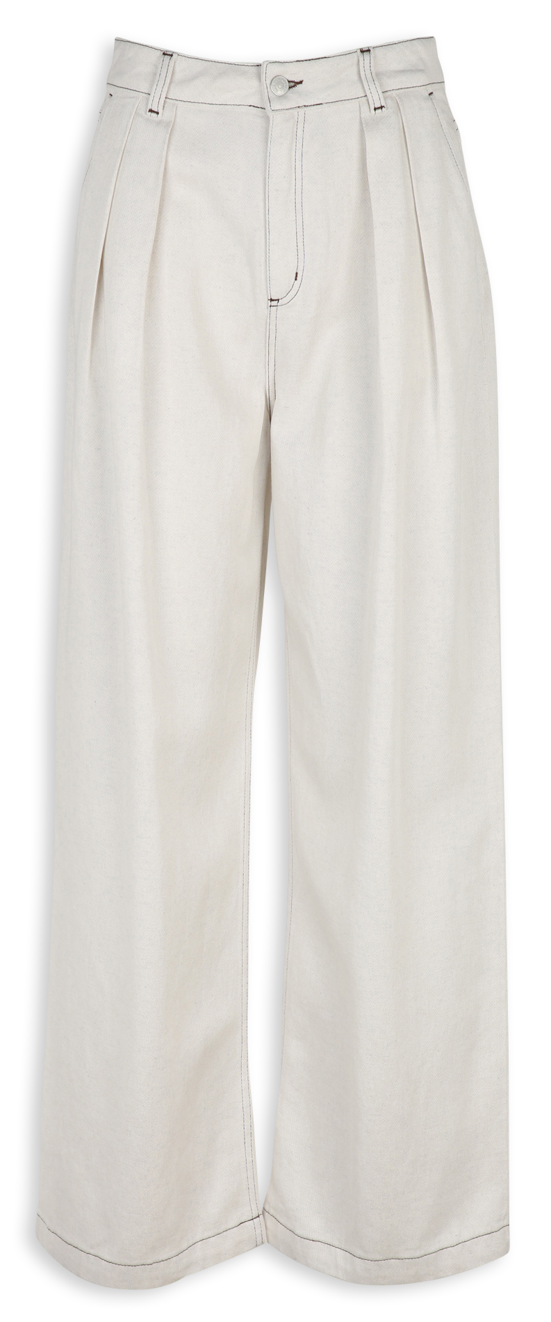 Hoge taille jeans met plooien THE NEW SOCIETY Wit