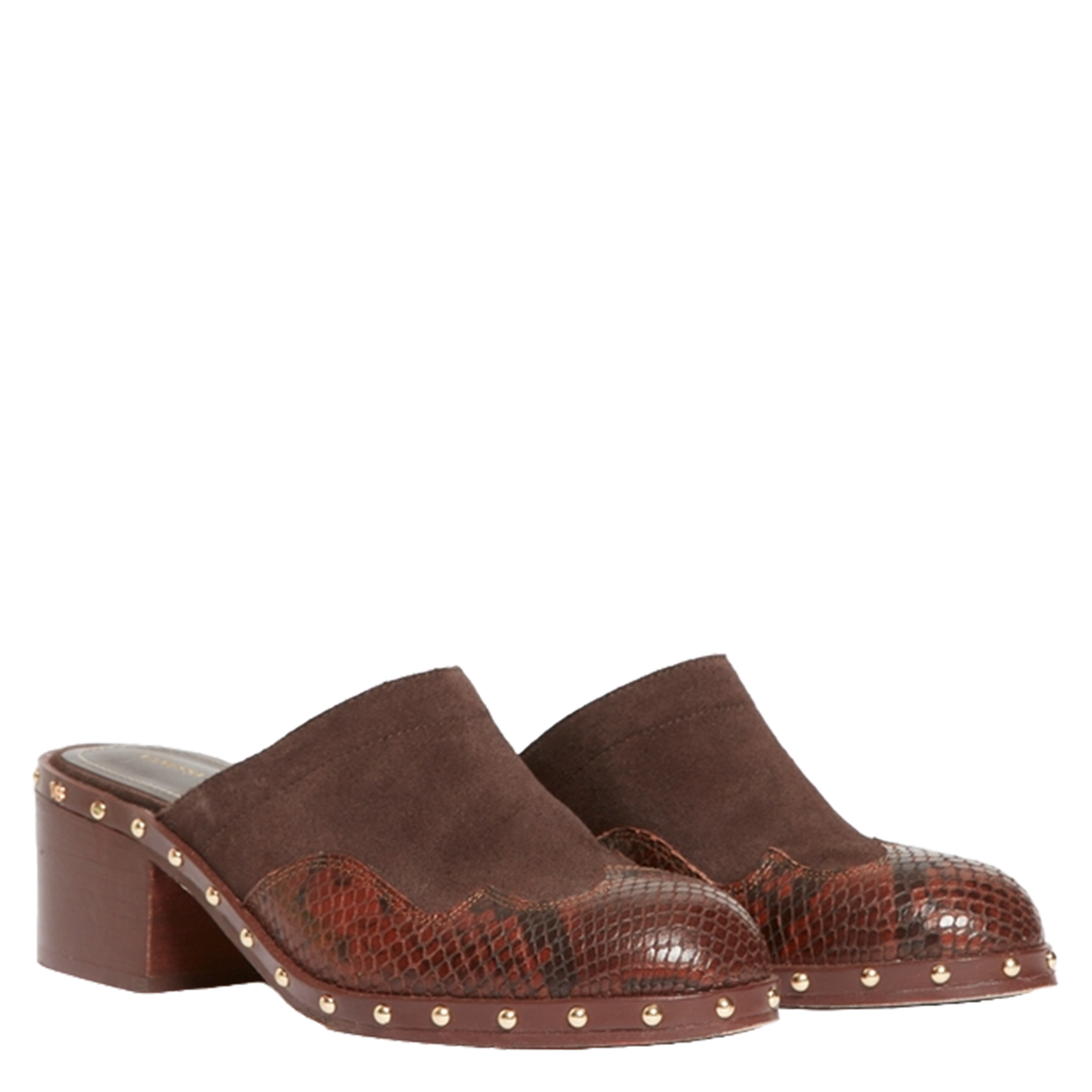 Klompen van suède en tweemateriaal leer VANESSA BRUNO Zwart