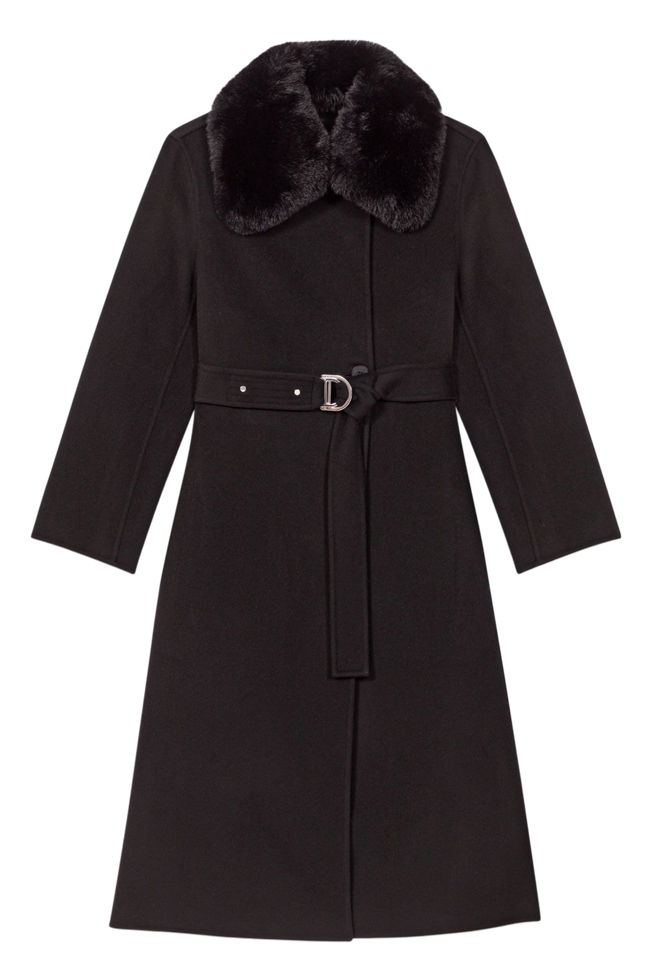 Manteau col classique en laine mélangée MAJE Noir