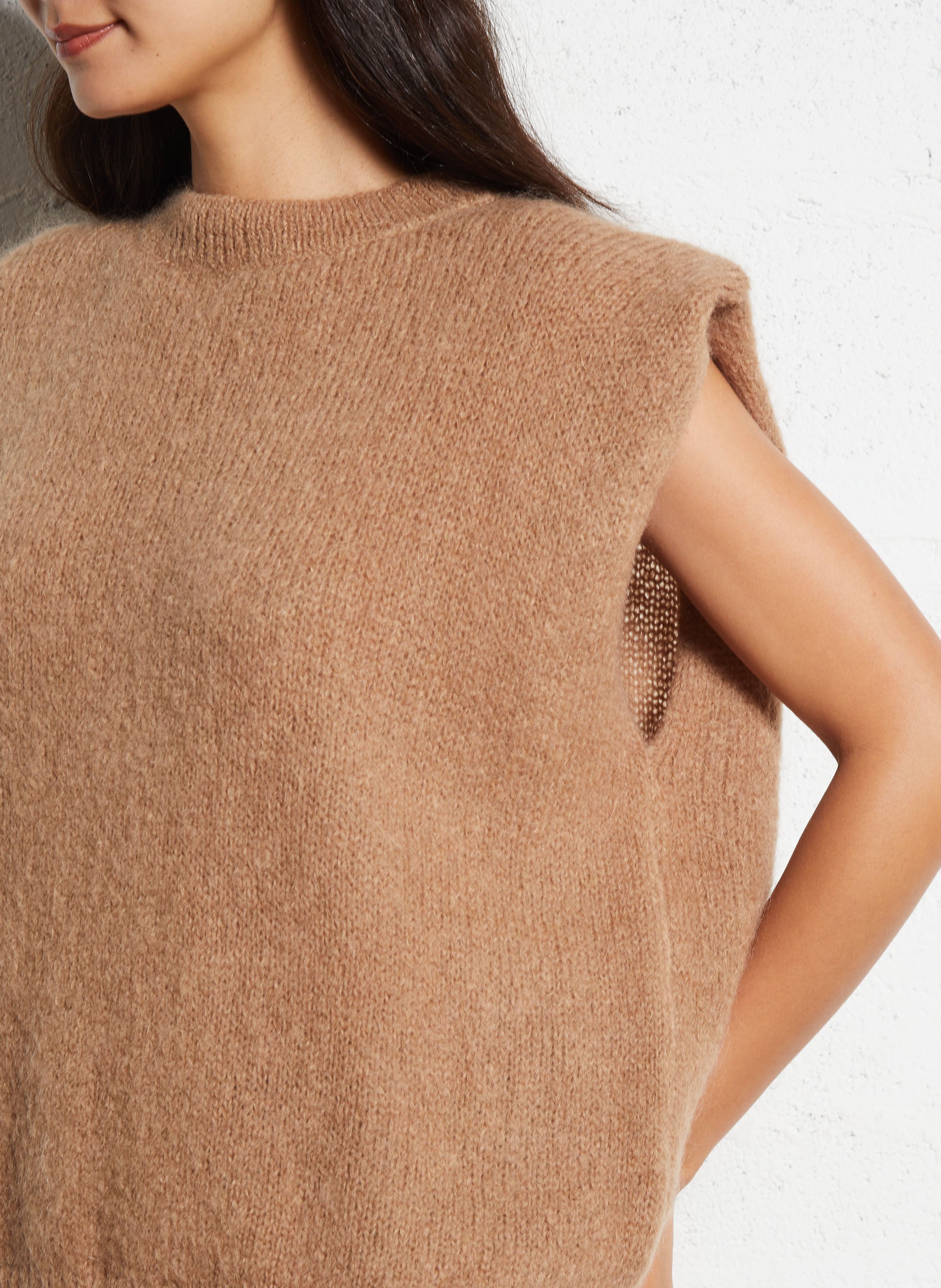 Pull col rond en laine mélangée PLEASE Marron