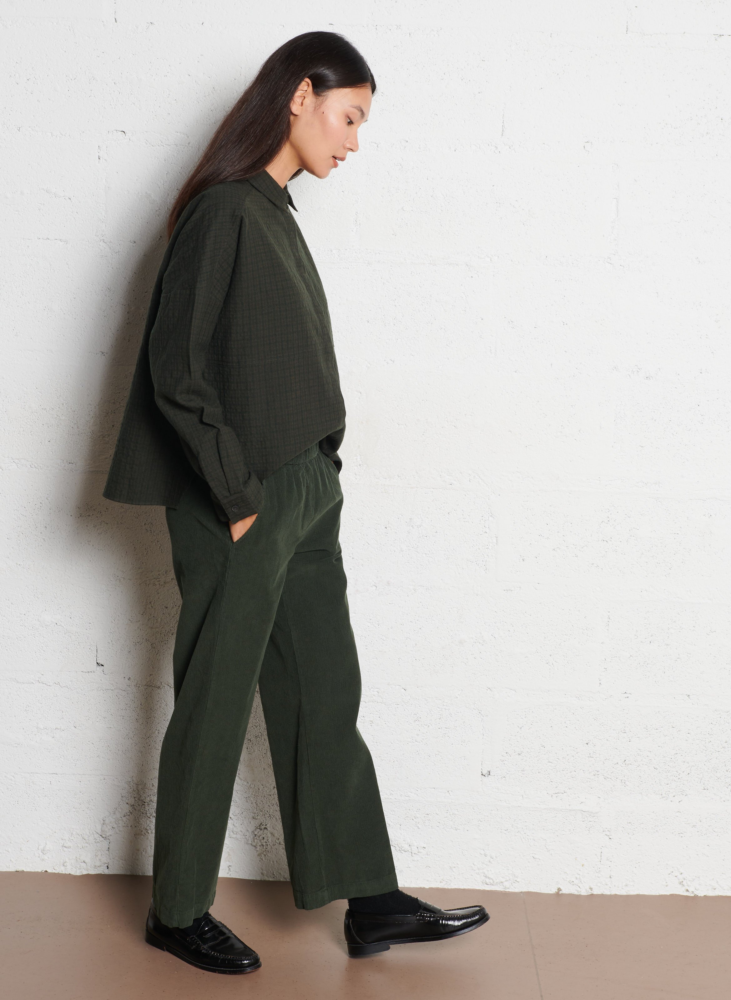 Chemise oversize en coton et en laine mélangée POMANDERE Multicolore