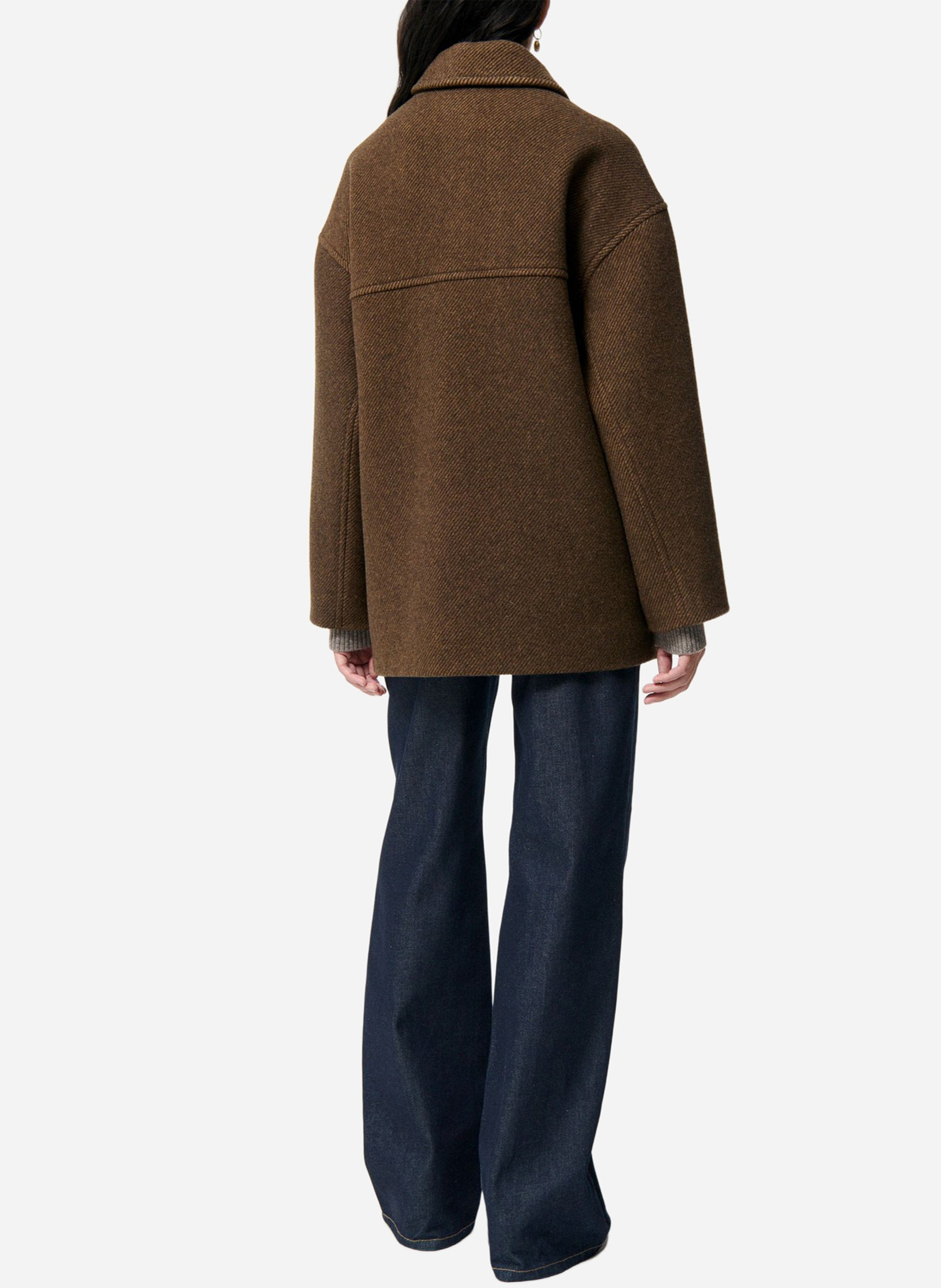 Wijde jas met opstaande kraag - wolblend VANESSA BRUNO Bruin