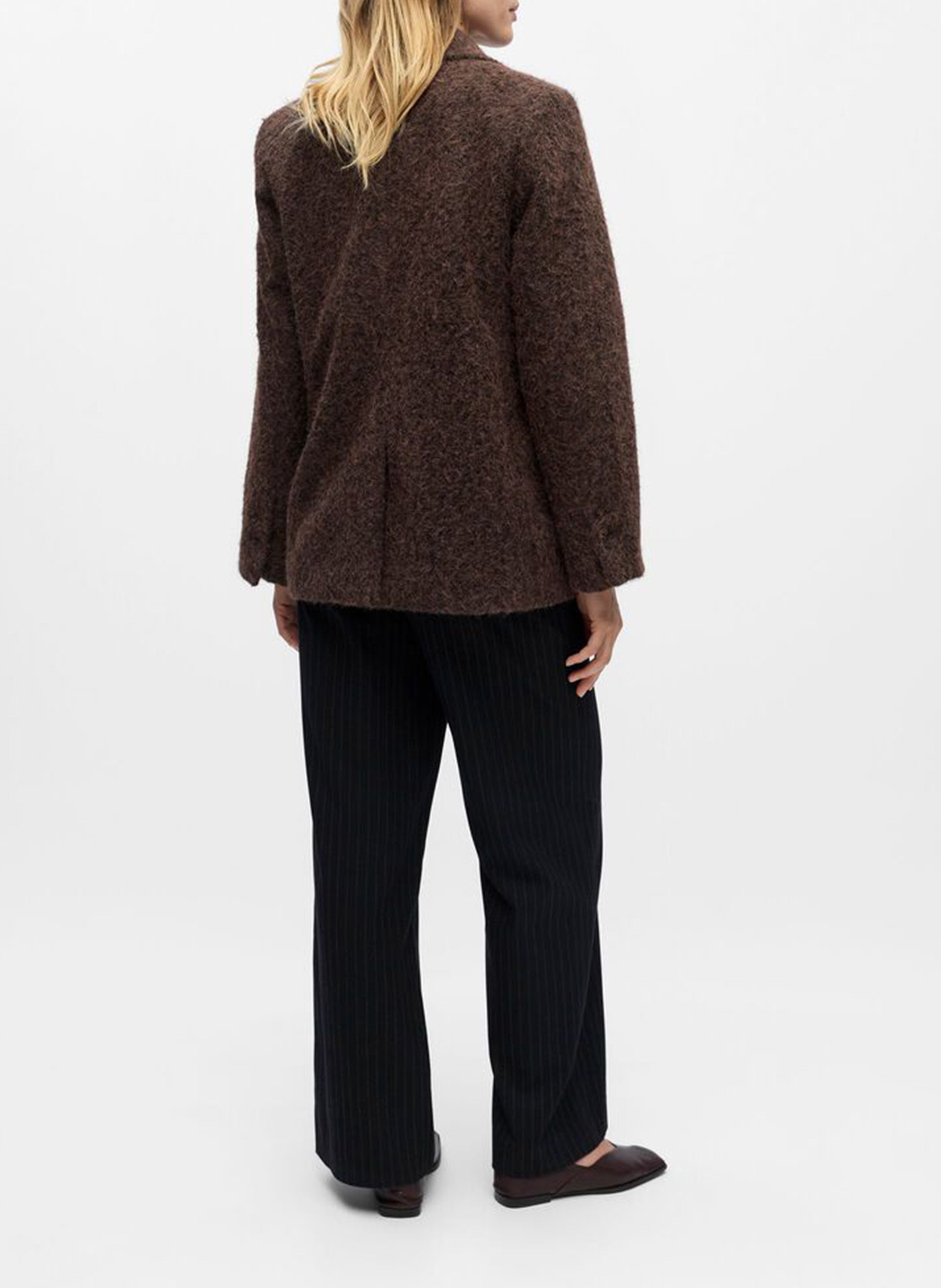 Rechte jas met kraag in gerecyclede gemengde vezels OBJECT Bruin