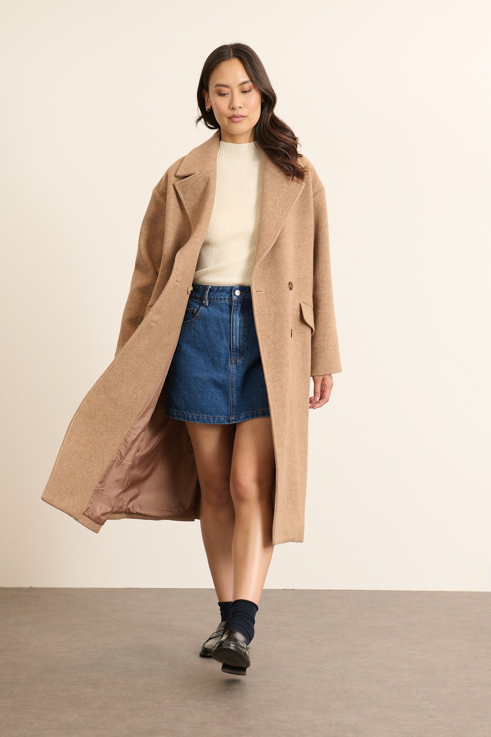 Oversized long wool blend coat GARANCE PARIS Beige
