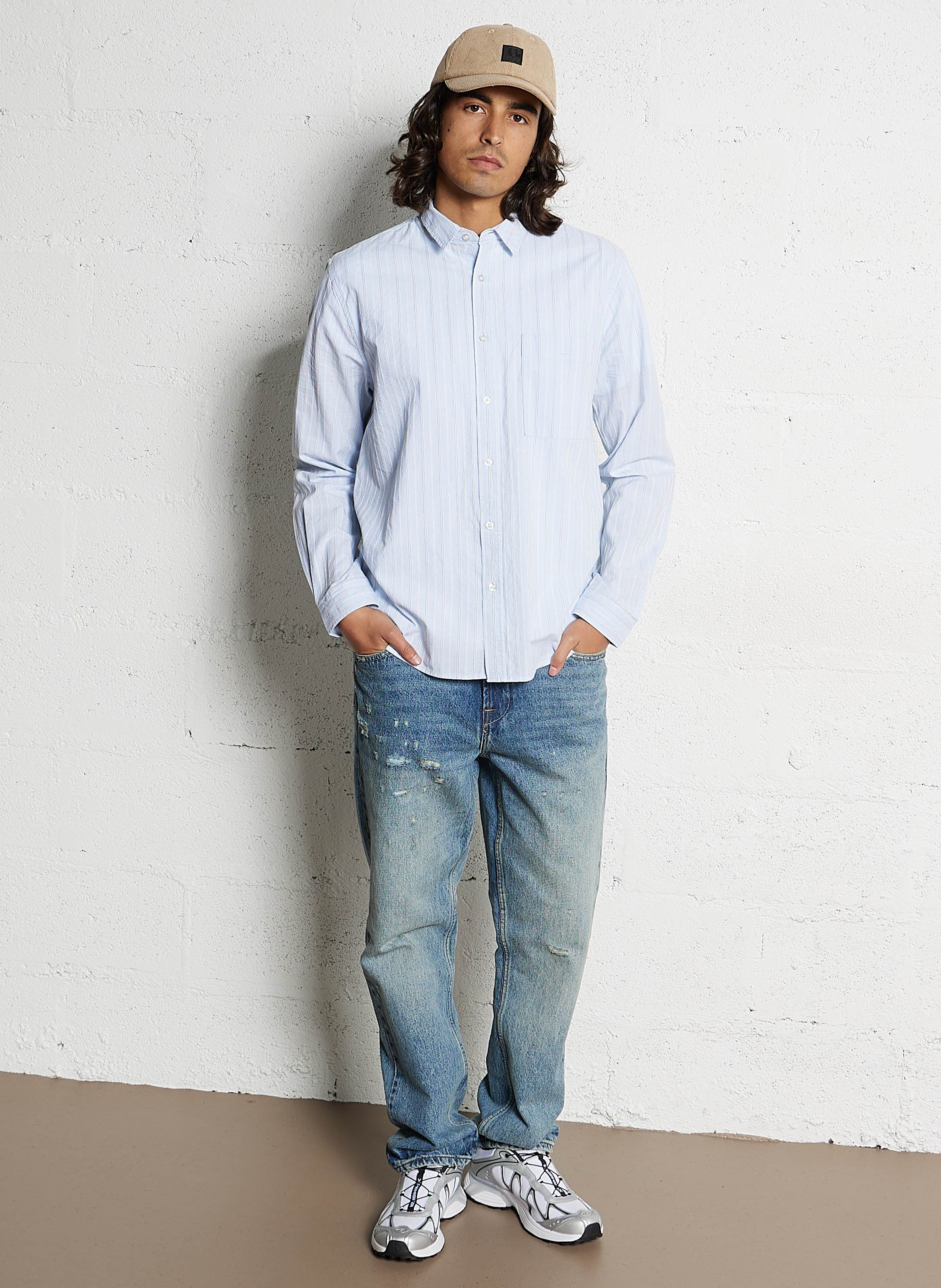 Striped cotton straight shirt LE TEMPS DES CERISES Blue