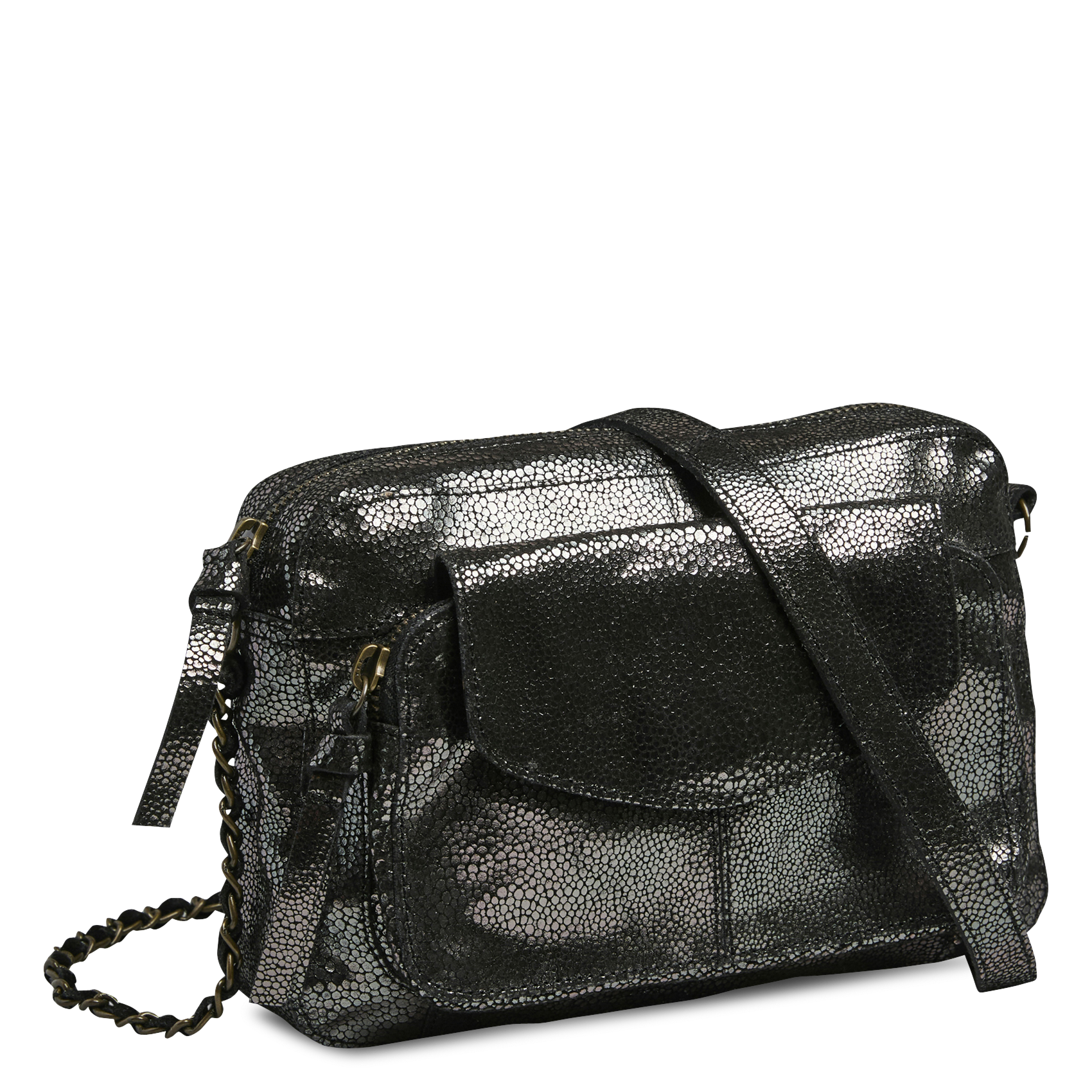 Dori leather shoulder bag PIECES Grey