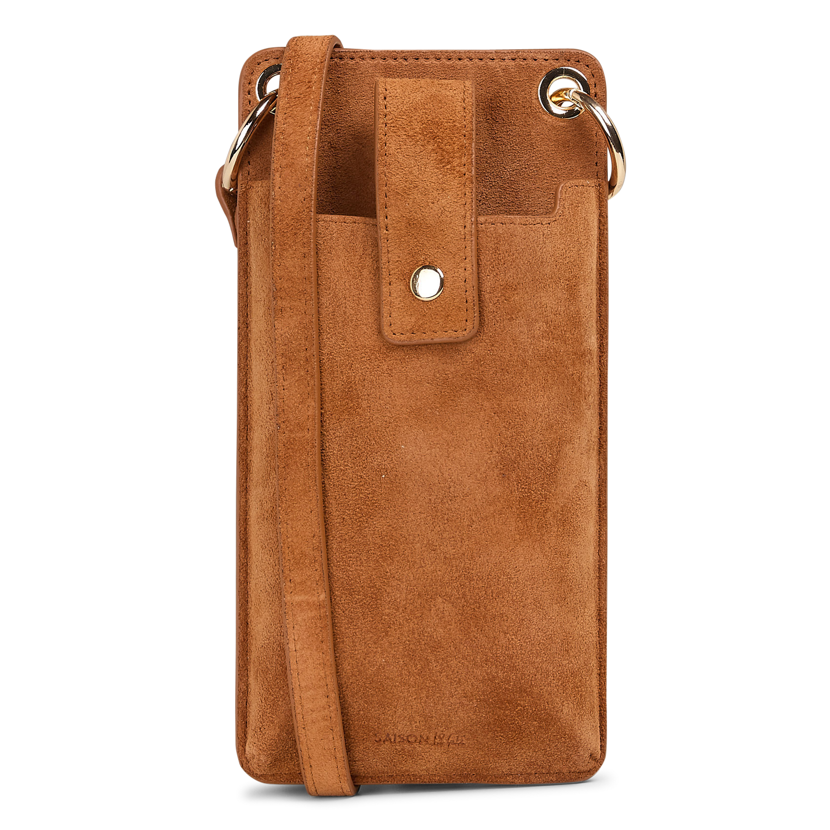 Velvet leather phone pouch SAISON 1865 Brown
