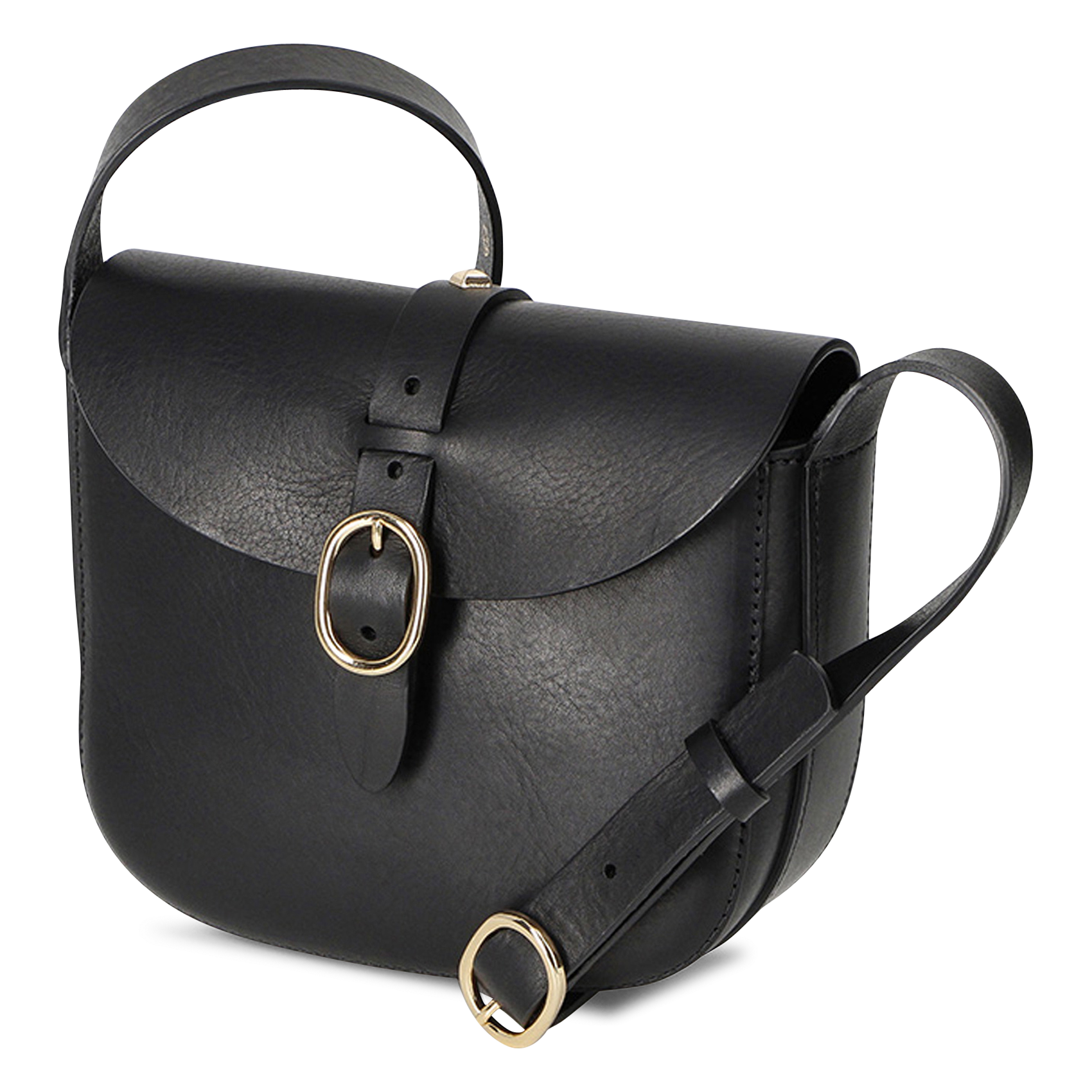 Leren schoudertas met klep HERBERT FRERE SOEUR Zwart