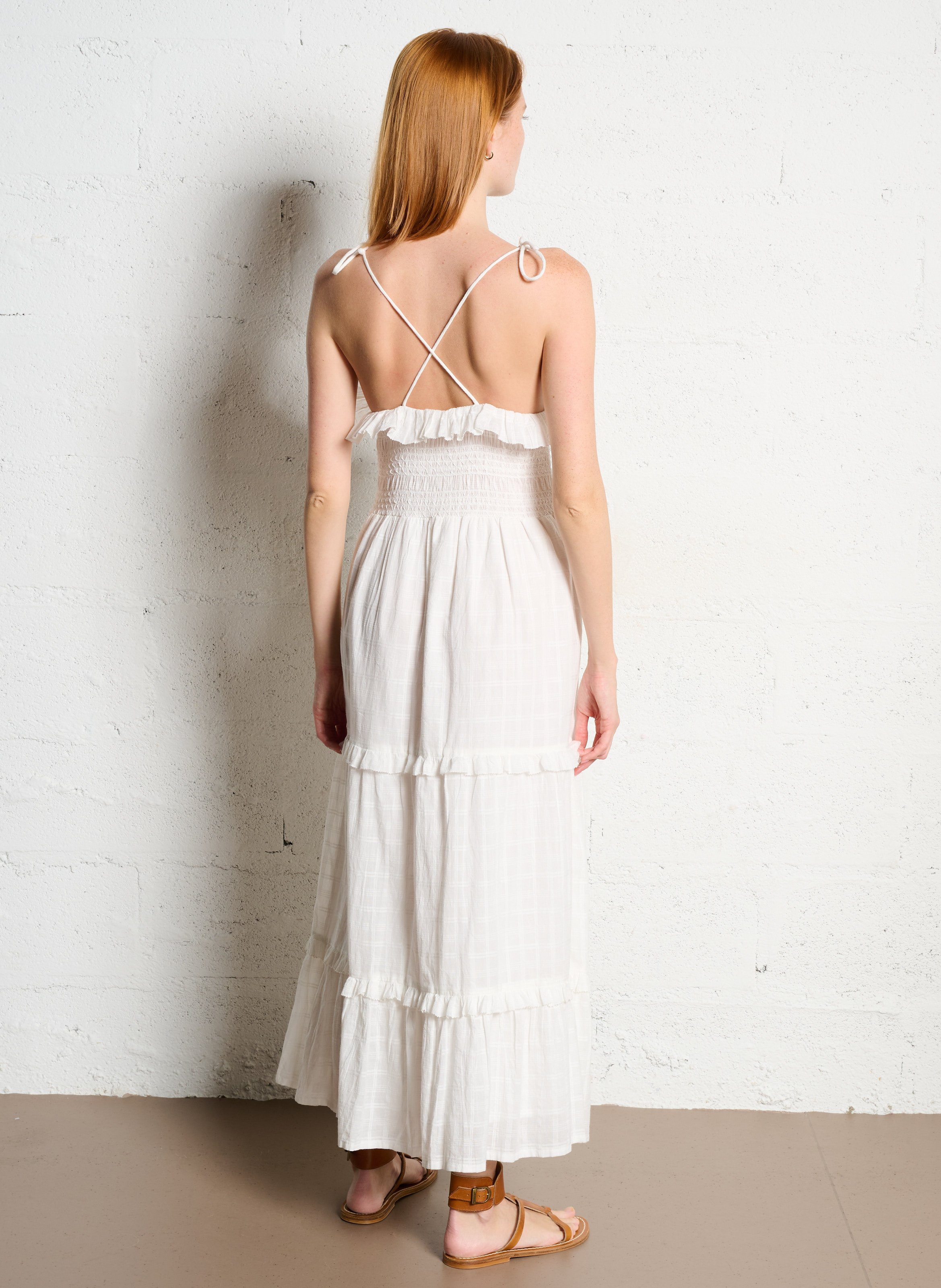 Ausgestelltes Maxikleid aus Baumwolle MAISON HOTEL Weiss