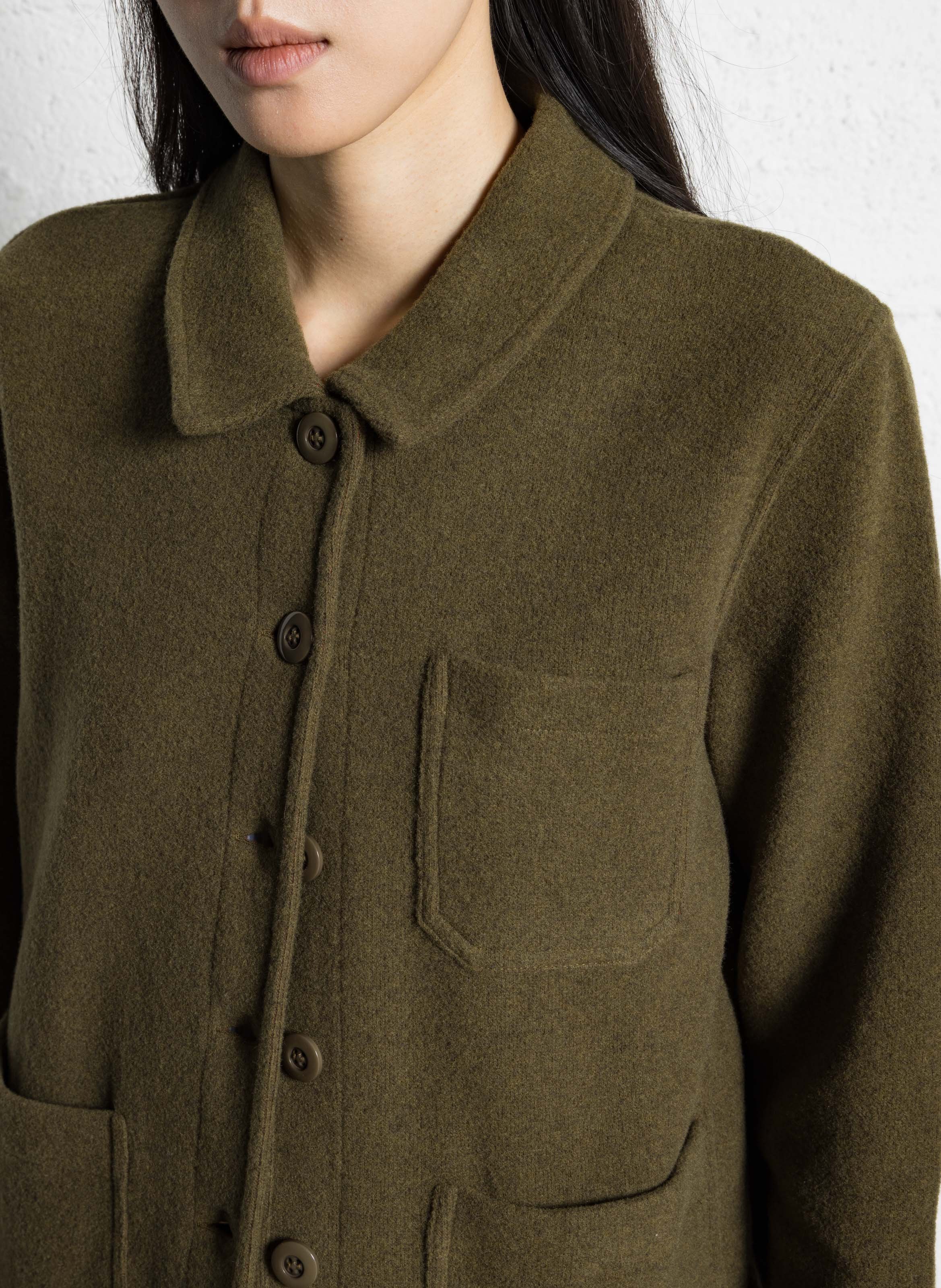 Cardigan droit col classique en maille BENSIMON Kaki