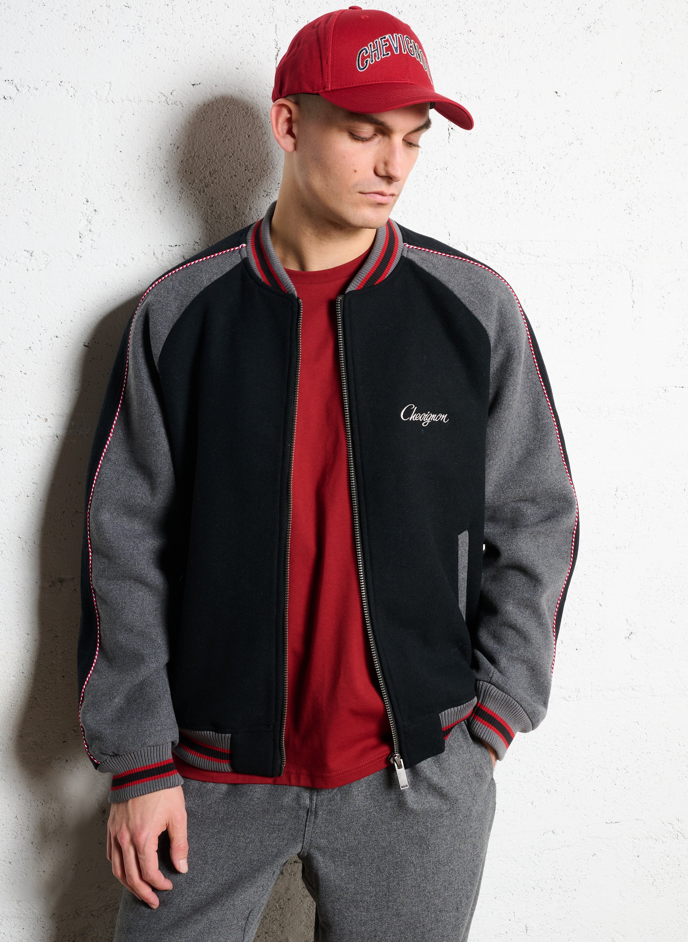 Embroidered wool blend teddy jacket CHEVIGNON Black