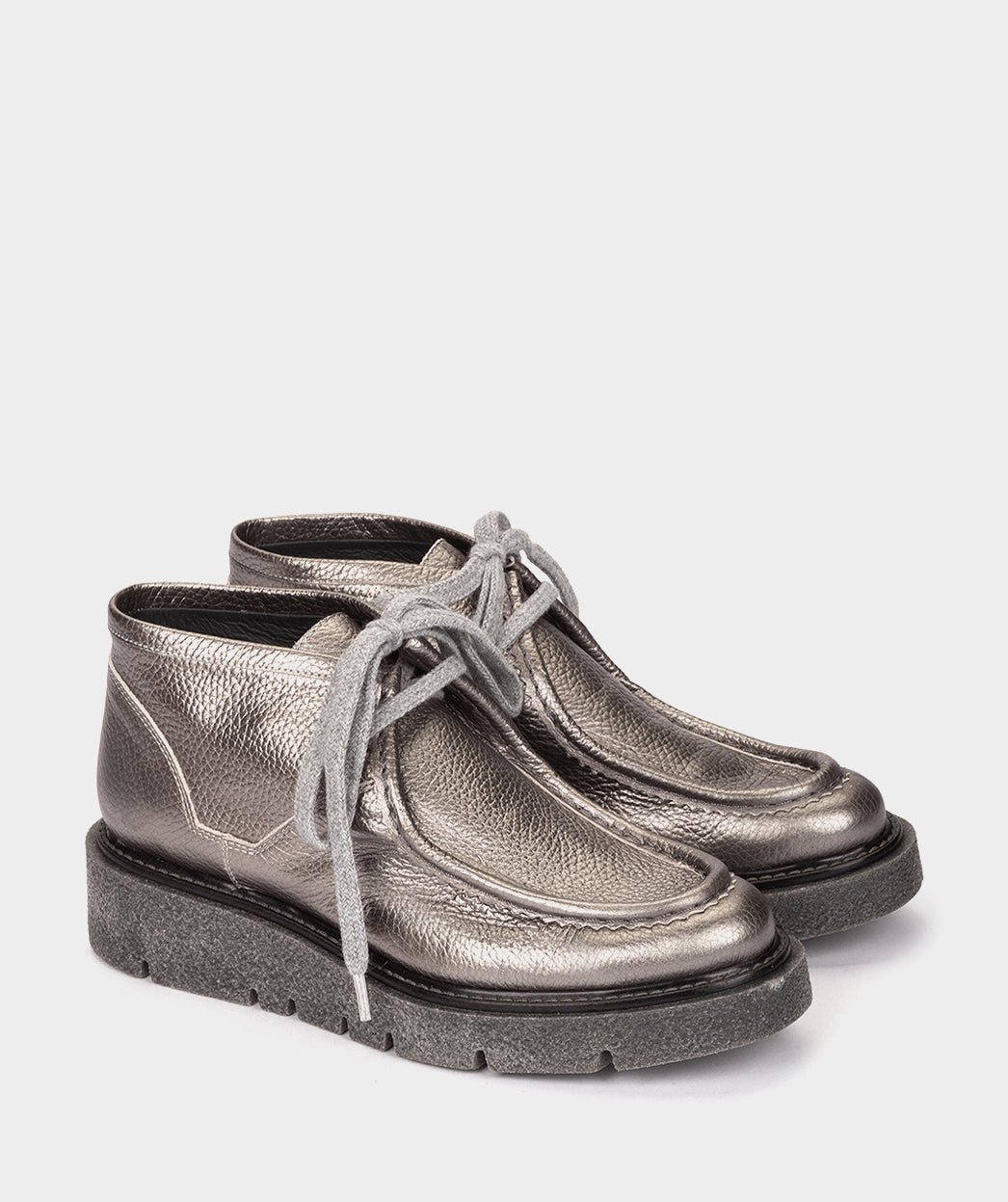 Flat metallic leather lace-up shoes PEDRO MIRALLES Golden