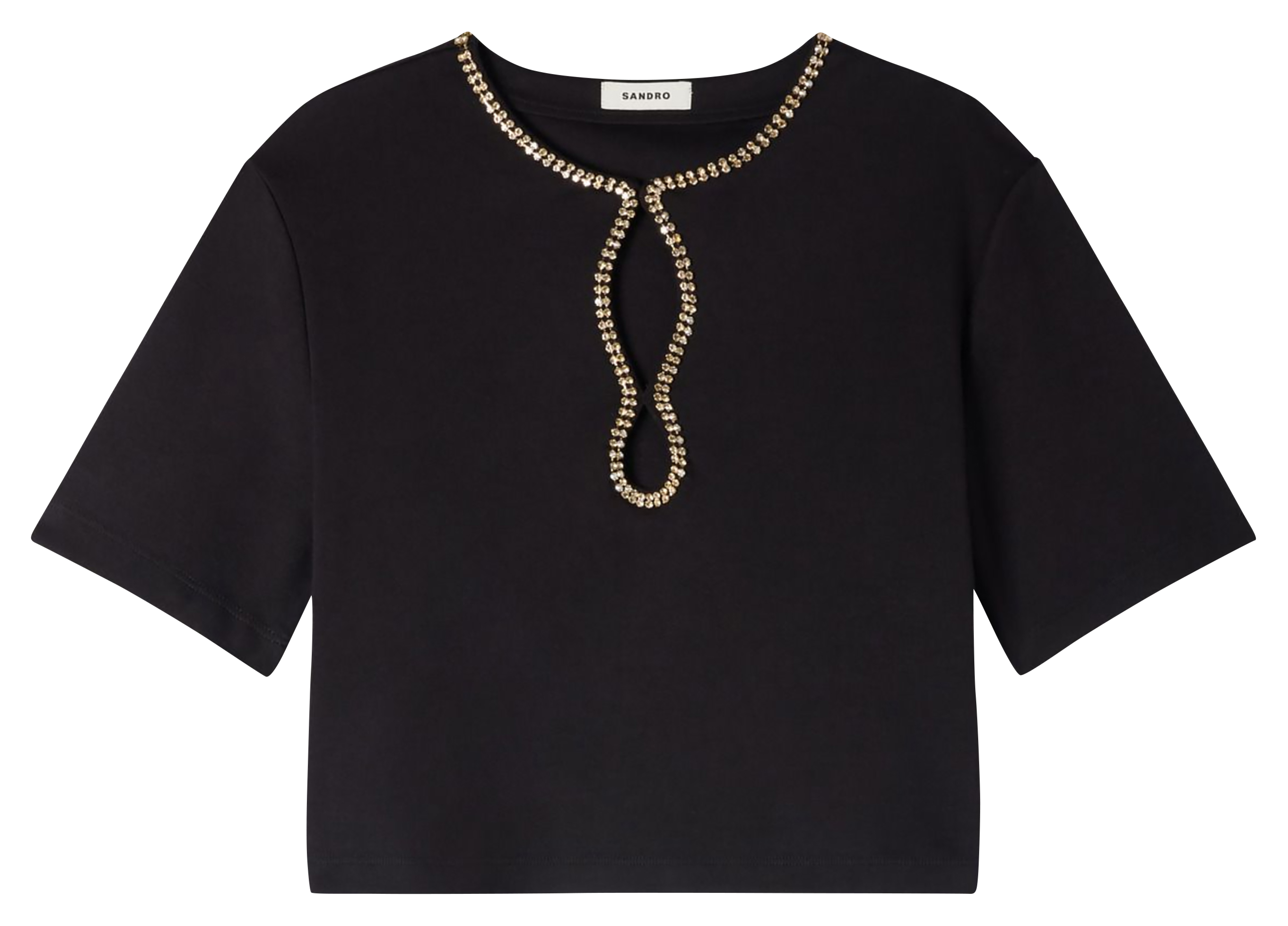 T-shirt droit col rond en coton mélangé SANDRO Noir